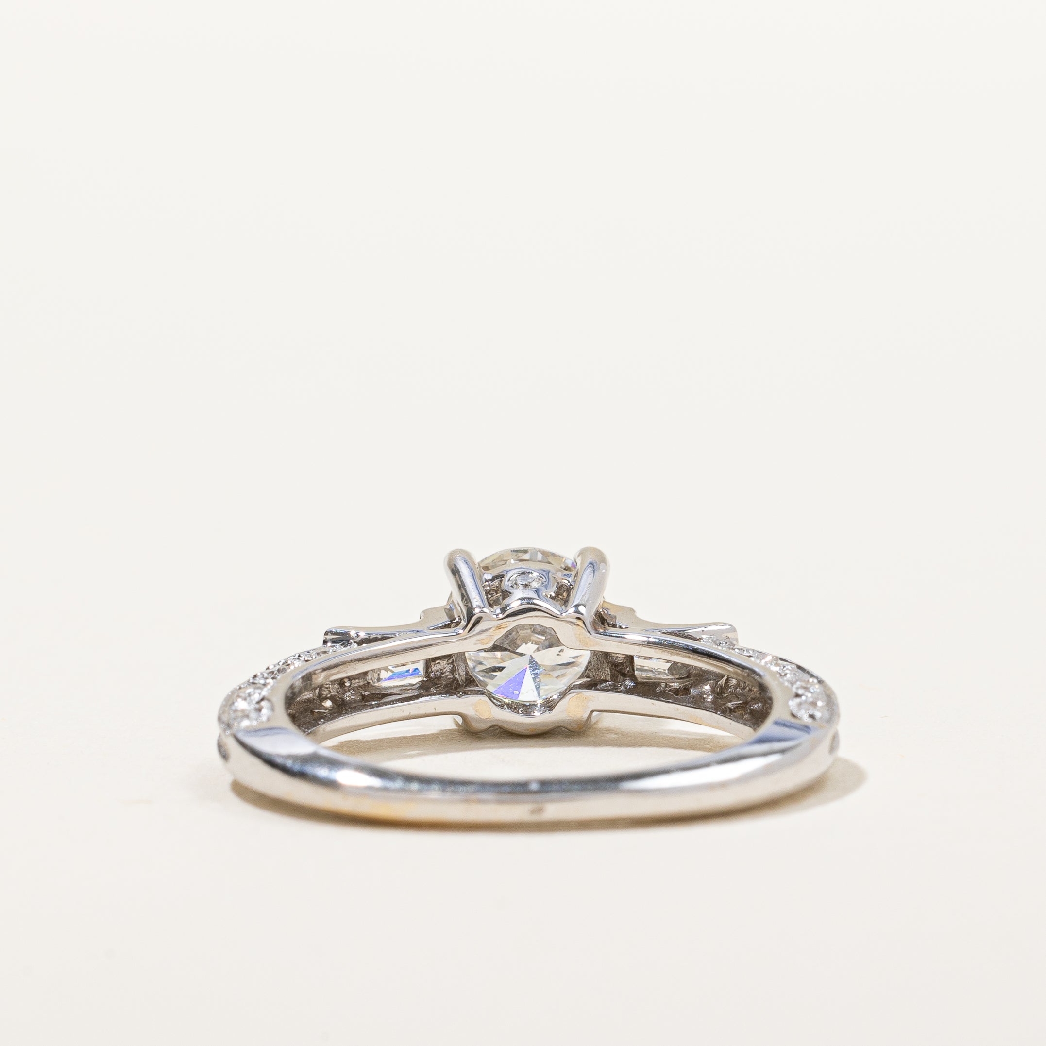Round Brilliant Engagement Ring With Baguette Accents | 1.04 ctw | SZ 4.75|