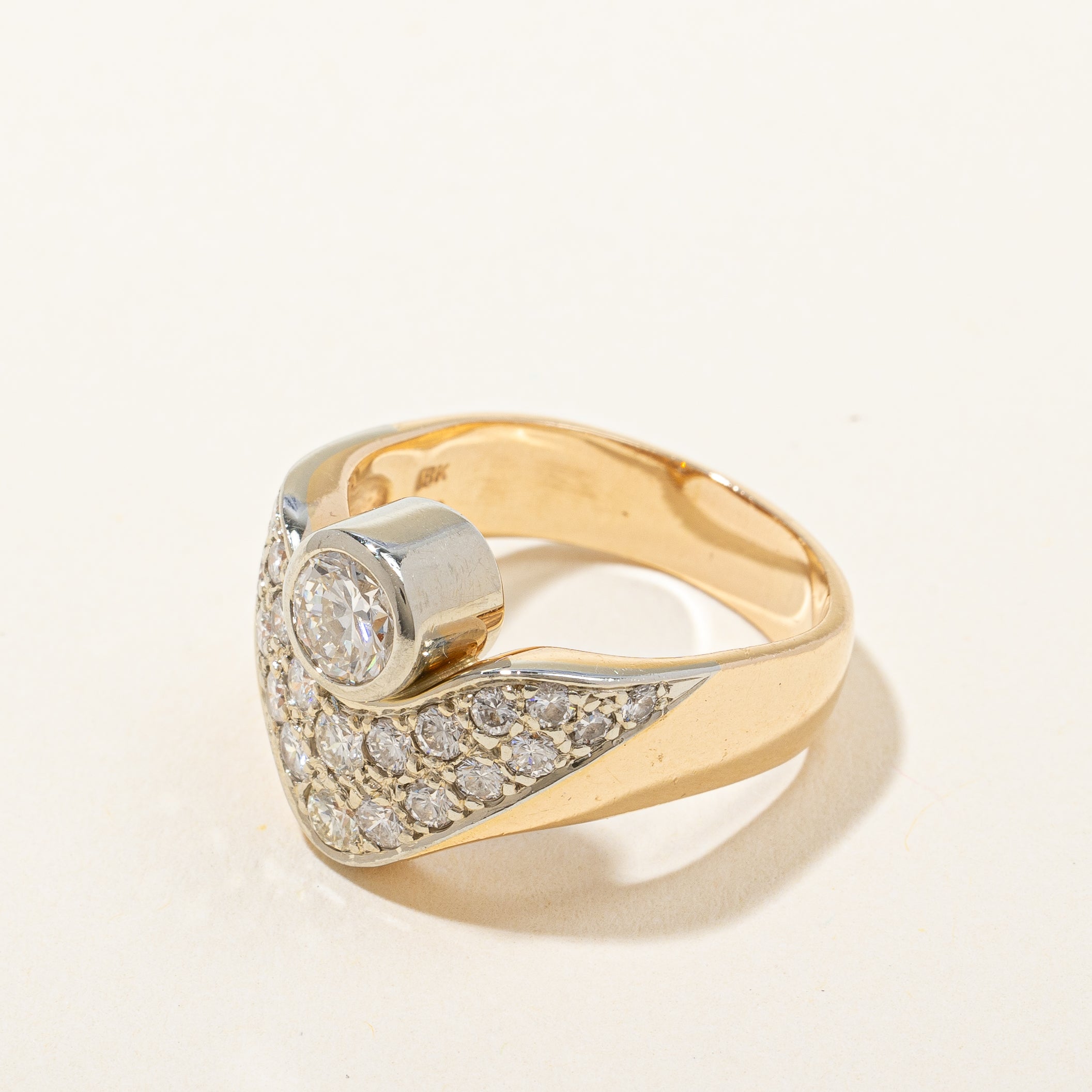 Custom Pave Bezel Set Diamond Ring | 1.50 ctw, SZ 7.25 |