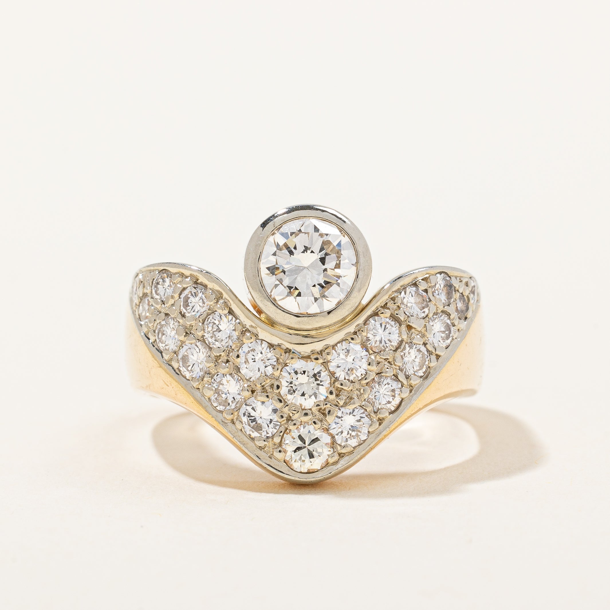 Custom Pave Bezel Set Diamond Ring | 1.50 ctw, SZ 7.25 |