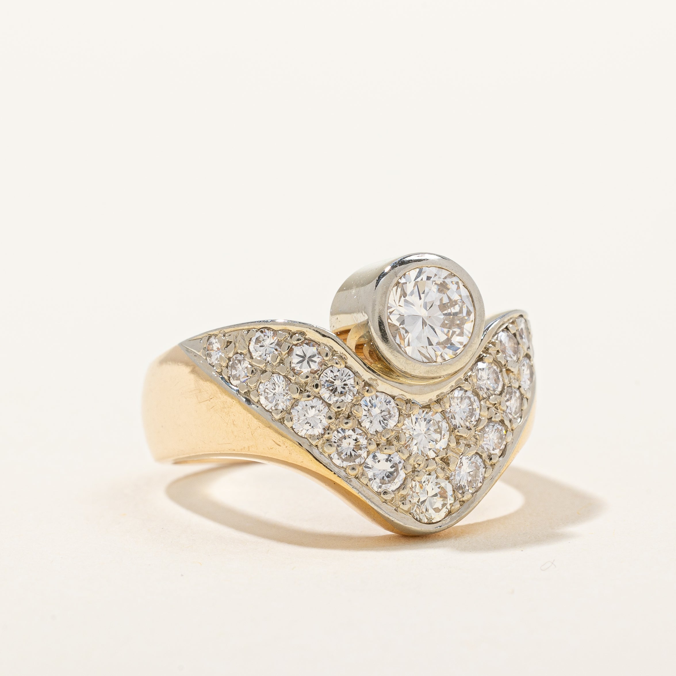 Custom Pave Bezel Set Diamond Ring | 1.50 ctw, SZ 7.25 |