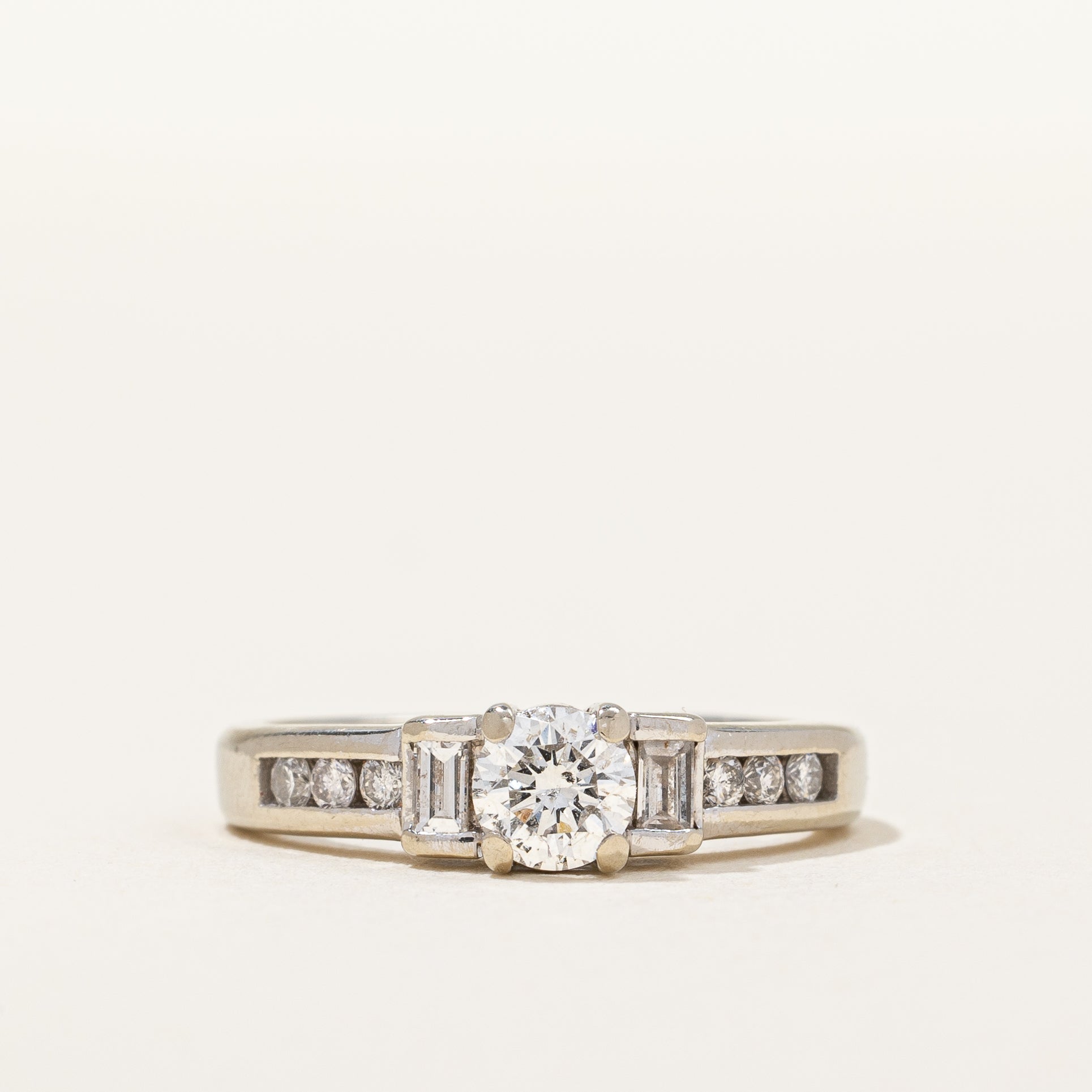 Baguette Accented Engagement Ring | 0.53 ctw, SZ 4.25 |