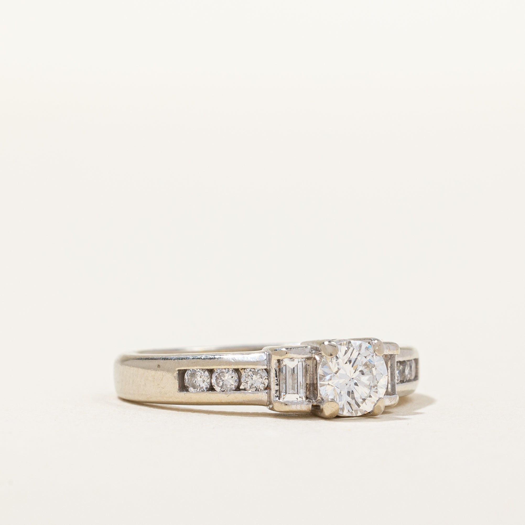 Baguette Accented Engagement Ring | 0.53 ctw, SZ 4.25 |