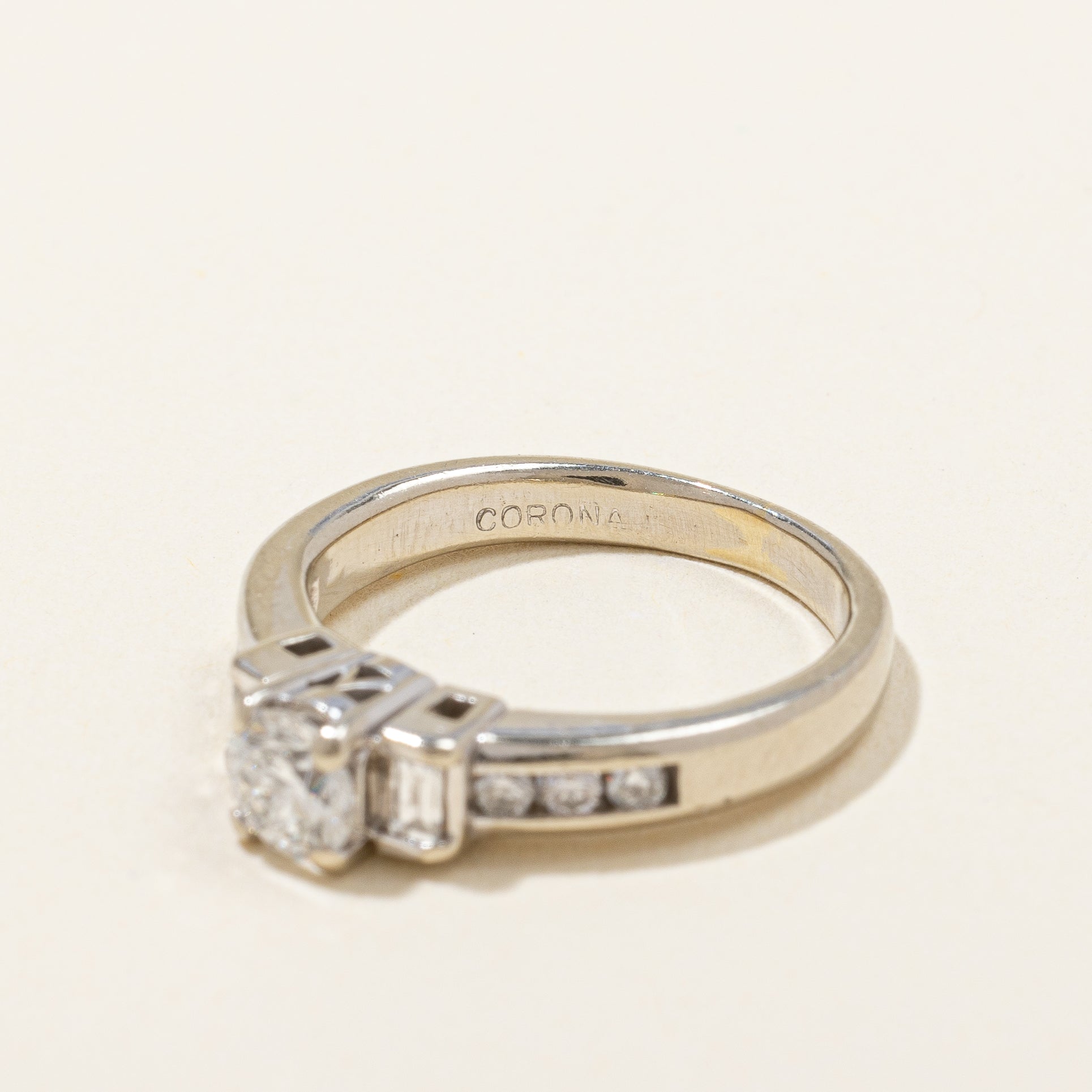 Baguette Accented Engagement Ring | 0.53 ctw, SZ 4.25 |