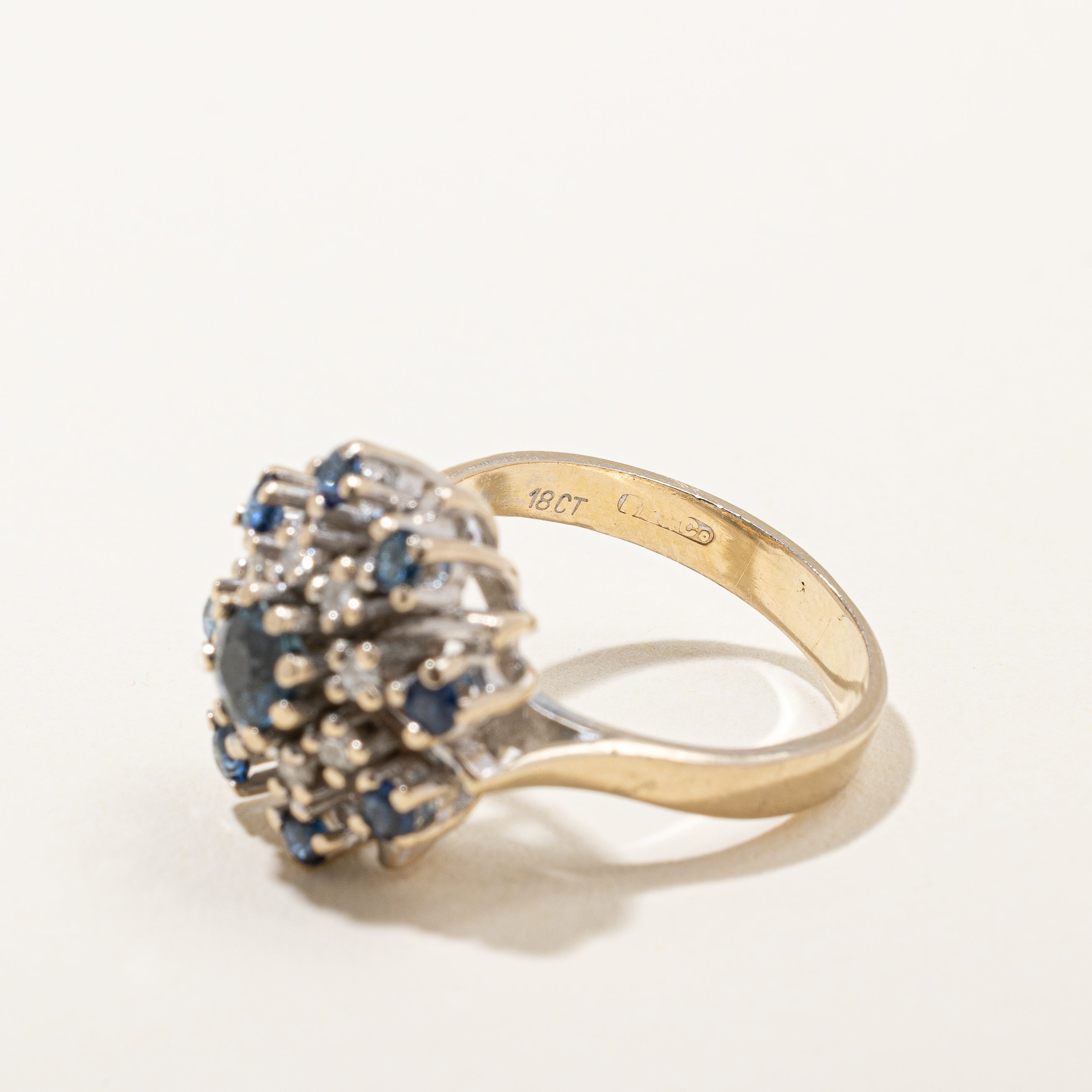 1977 London Hallmarked Spiral Sapphire & Diamond Ring | 0.16ctw, 0.70ctw | SZ 6.75 |