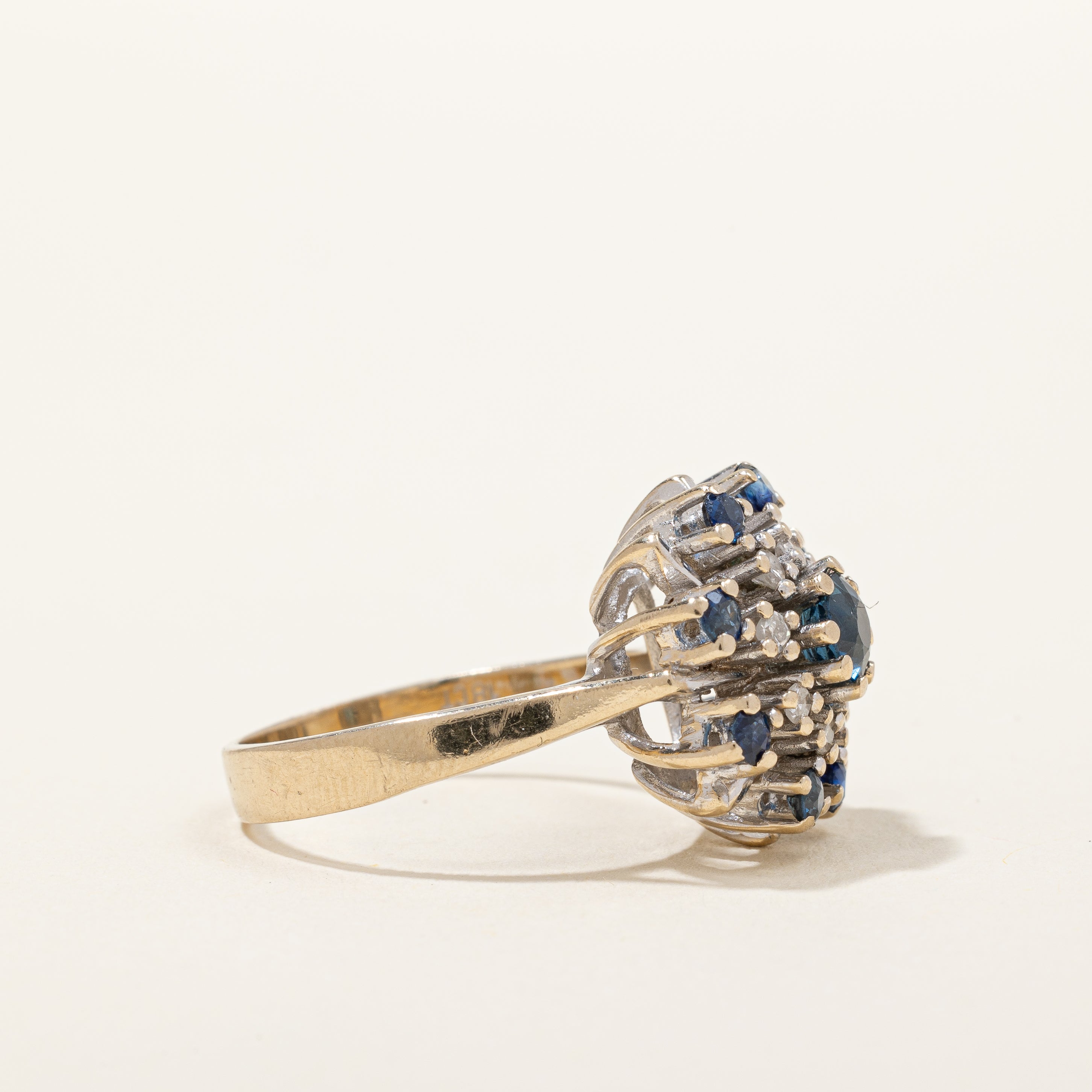 1977 London Hallmarked Spiral Sapphire & Diamond Ring | 0.16ctw, 0.70ctw | SZ 6.75 |