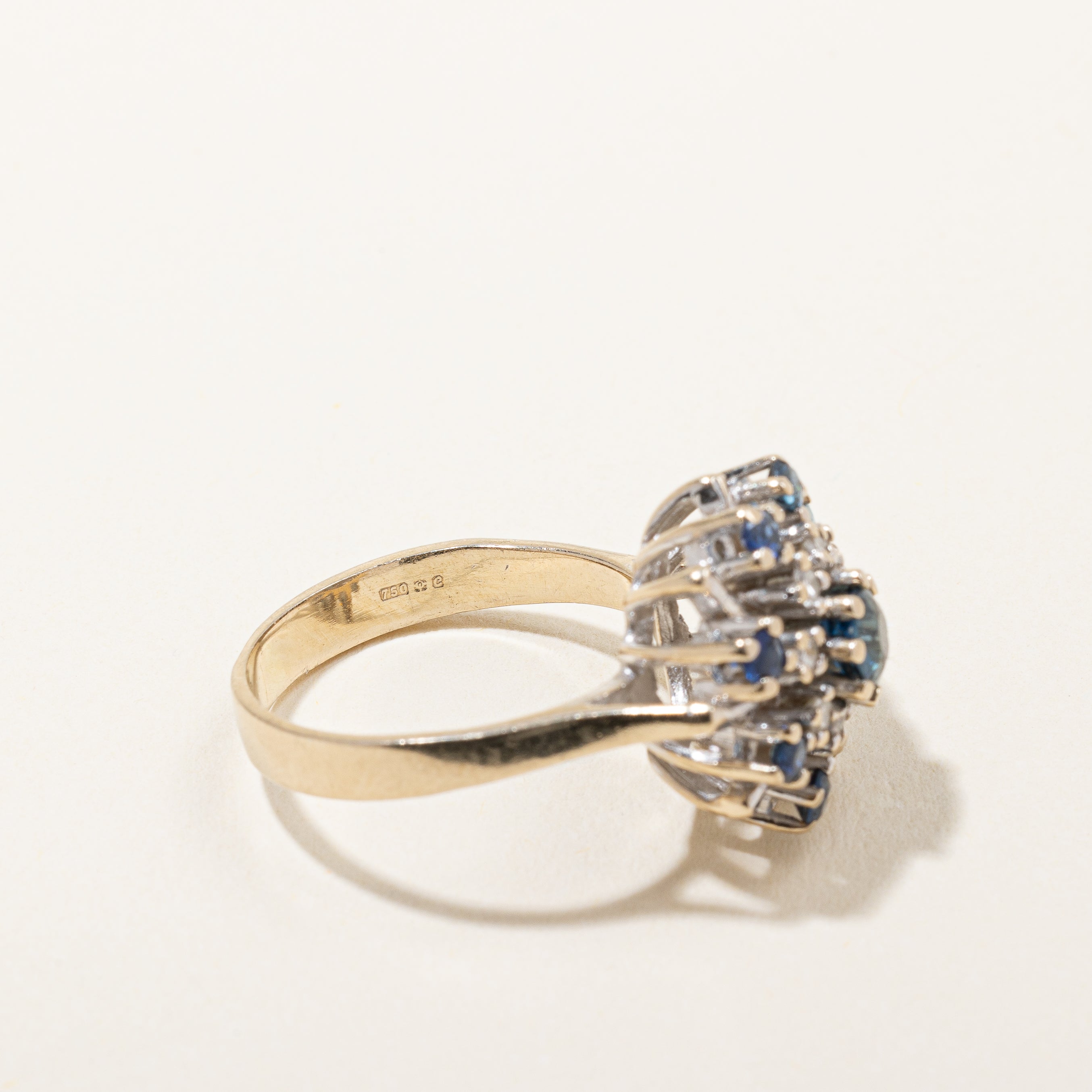 1977 London Hallmarked Spiral Sapphire & Diamond Ring | 0.16ctw, 0.70ctw | SZ 6.75 |