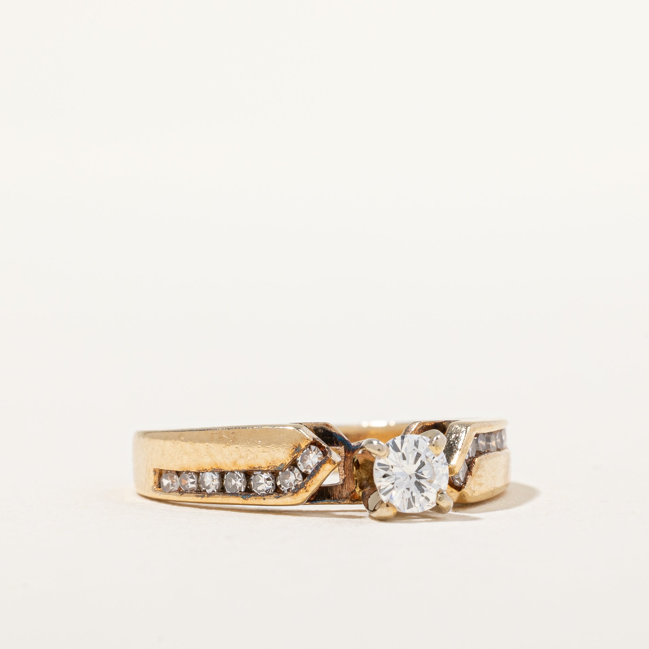 Zig Zag Diamond Channel Engagement Ring | 0.35ctw | SZ 6.75 |