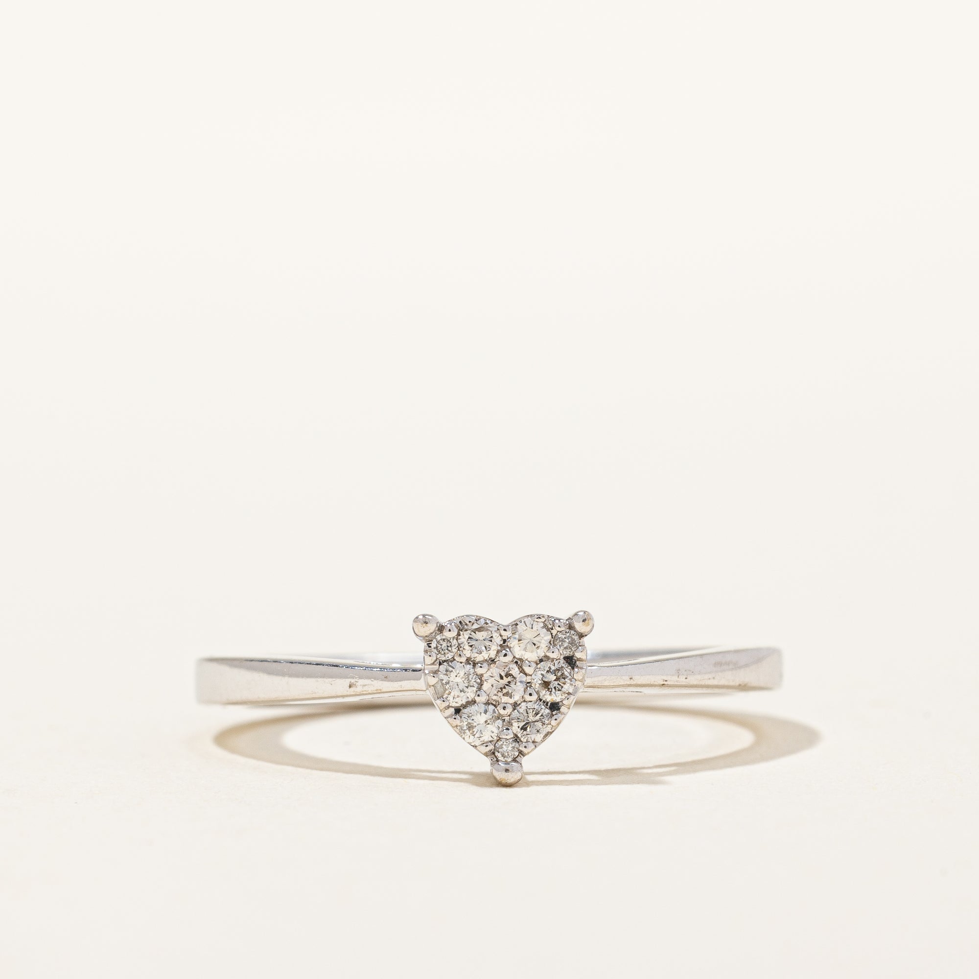 Pave Diamond Heart Ring | 0.10ctw | SZ 6.25 |