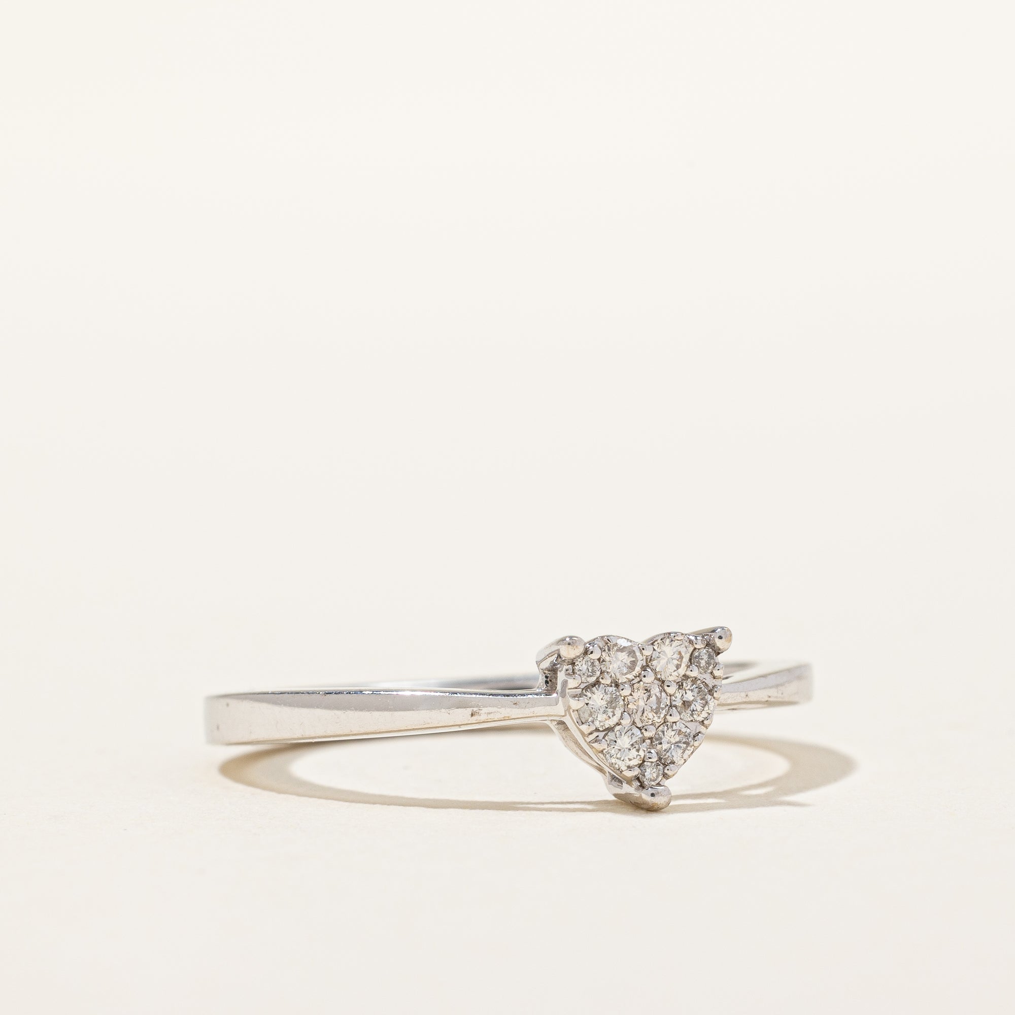 Pave Diamond Heart Ring | 0.10ctw | SZ 6.25 |