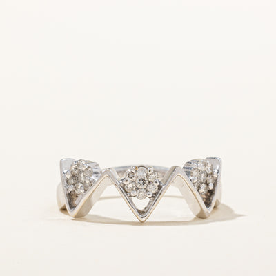 Floral Diamond Chevron Band | 0.21 ctw, SZ 6.5 |