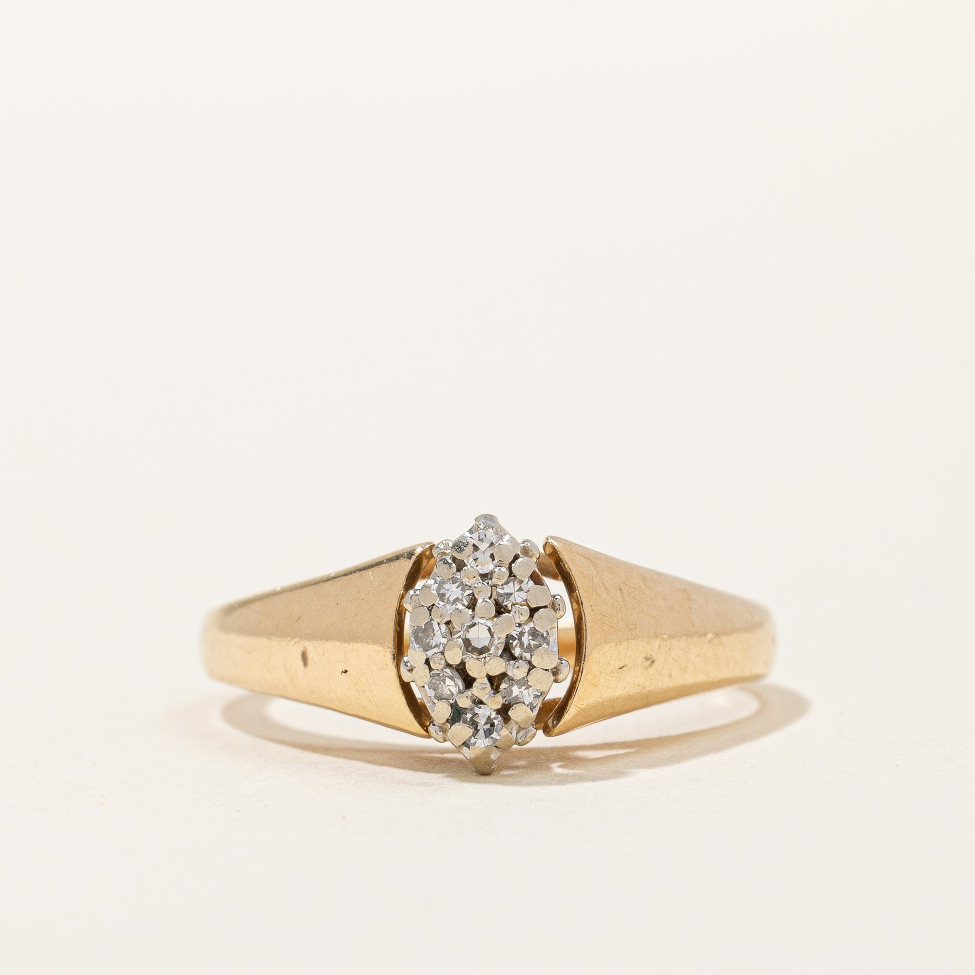 Wide Marquise Shaped Cluster Ring | 0.10 ctw, SZ 5.5 |