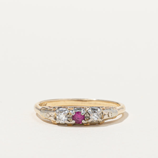 Retro Era Diamond & Ruby Ring | 0.10 ctw, SZ 7.5 |