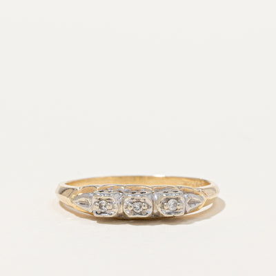 Retro Three Stone Ring | 0.03 ctw, SZ 7.5 |