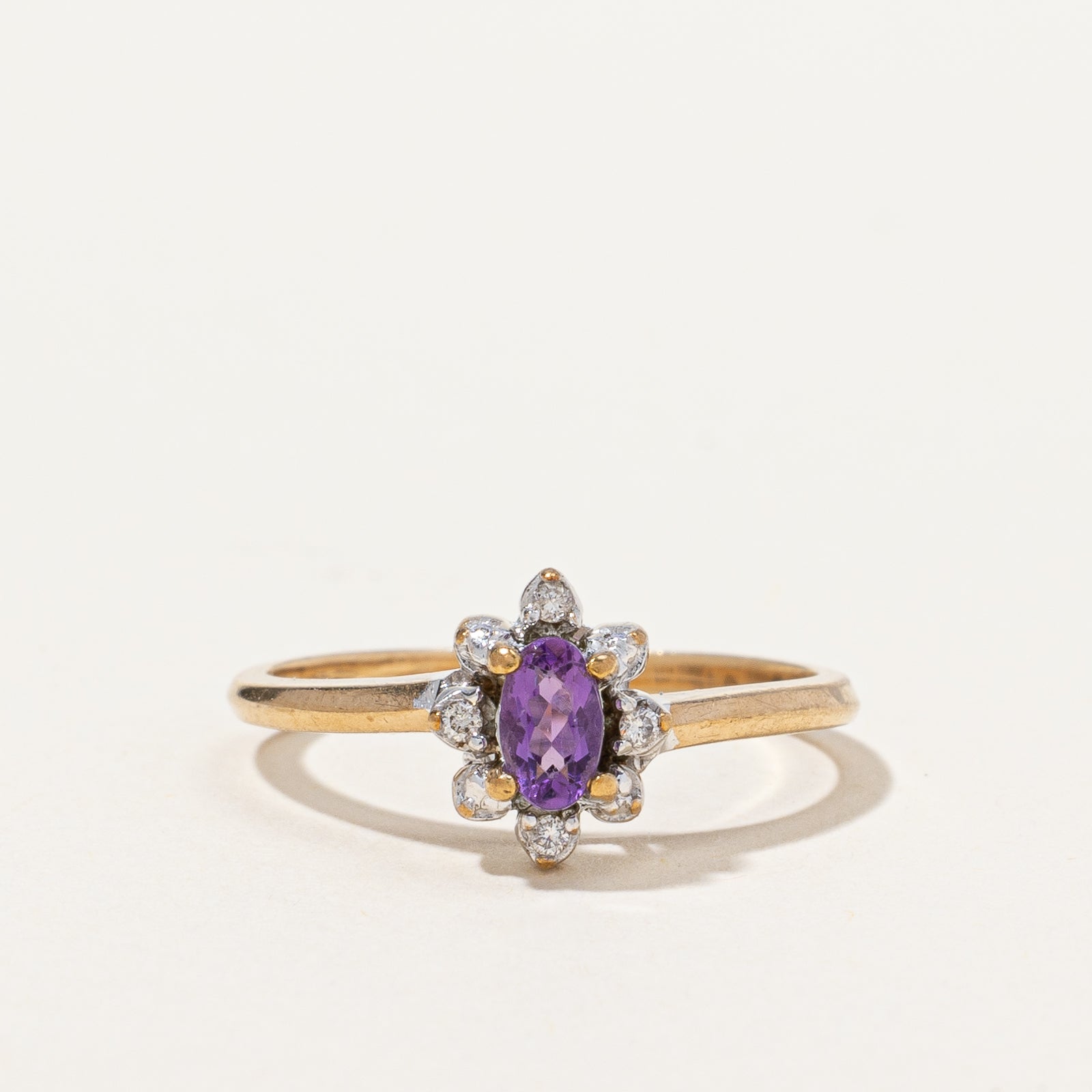 Petite Amethyst & Diamond Ring | 0.02 ctw, SZ 6 |