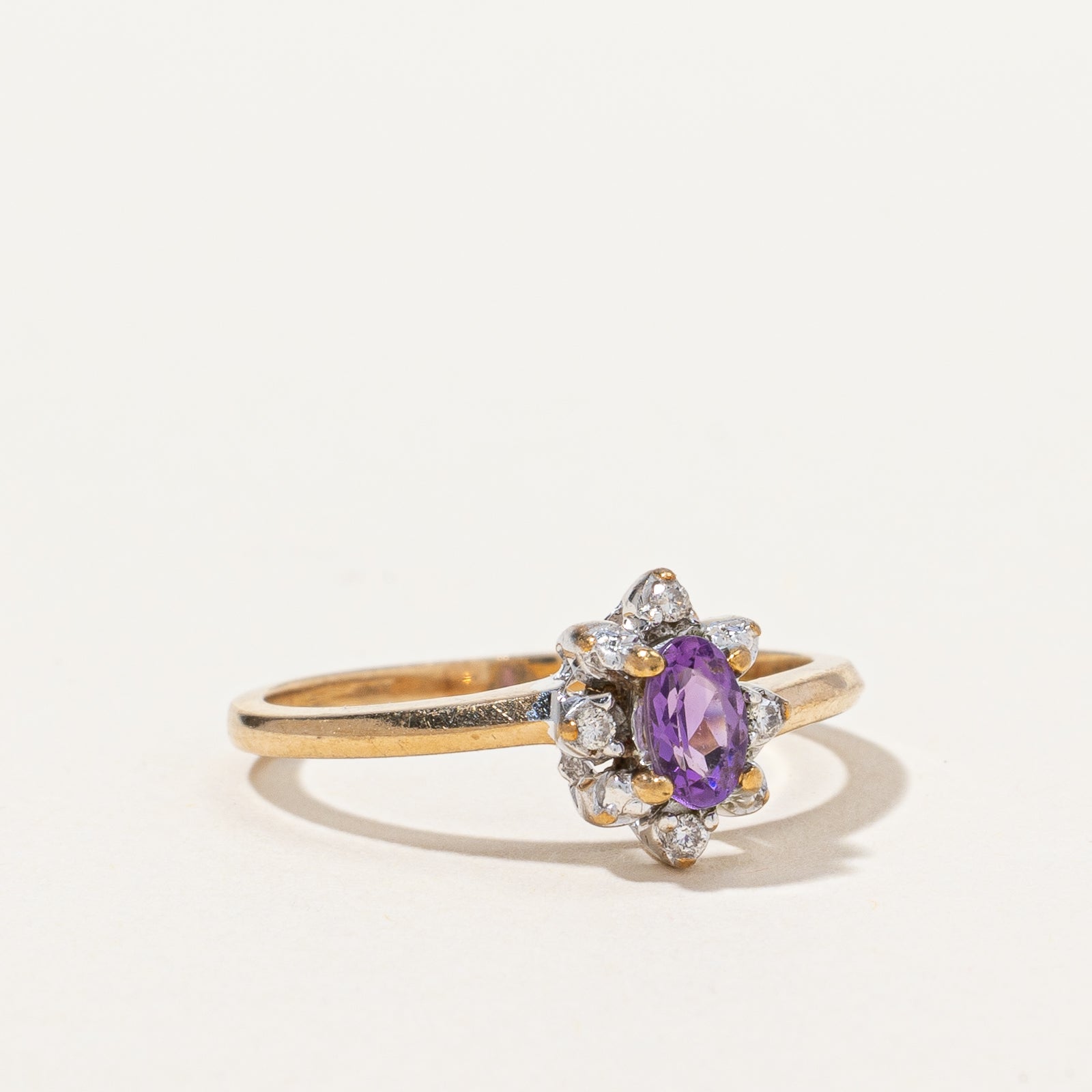 Petite Amethyst & Diamond Ring | 0.02 ctw, SZ 6 |