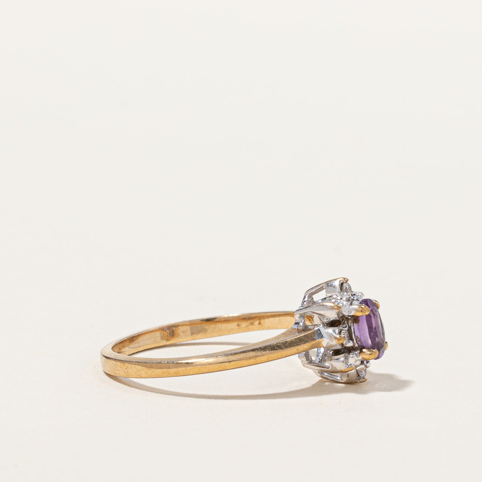 Petite Amethyst & Diamond Ring | 0.02 ctw, SZ 6 |