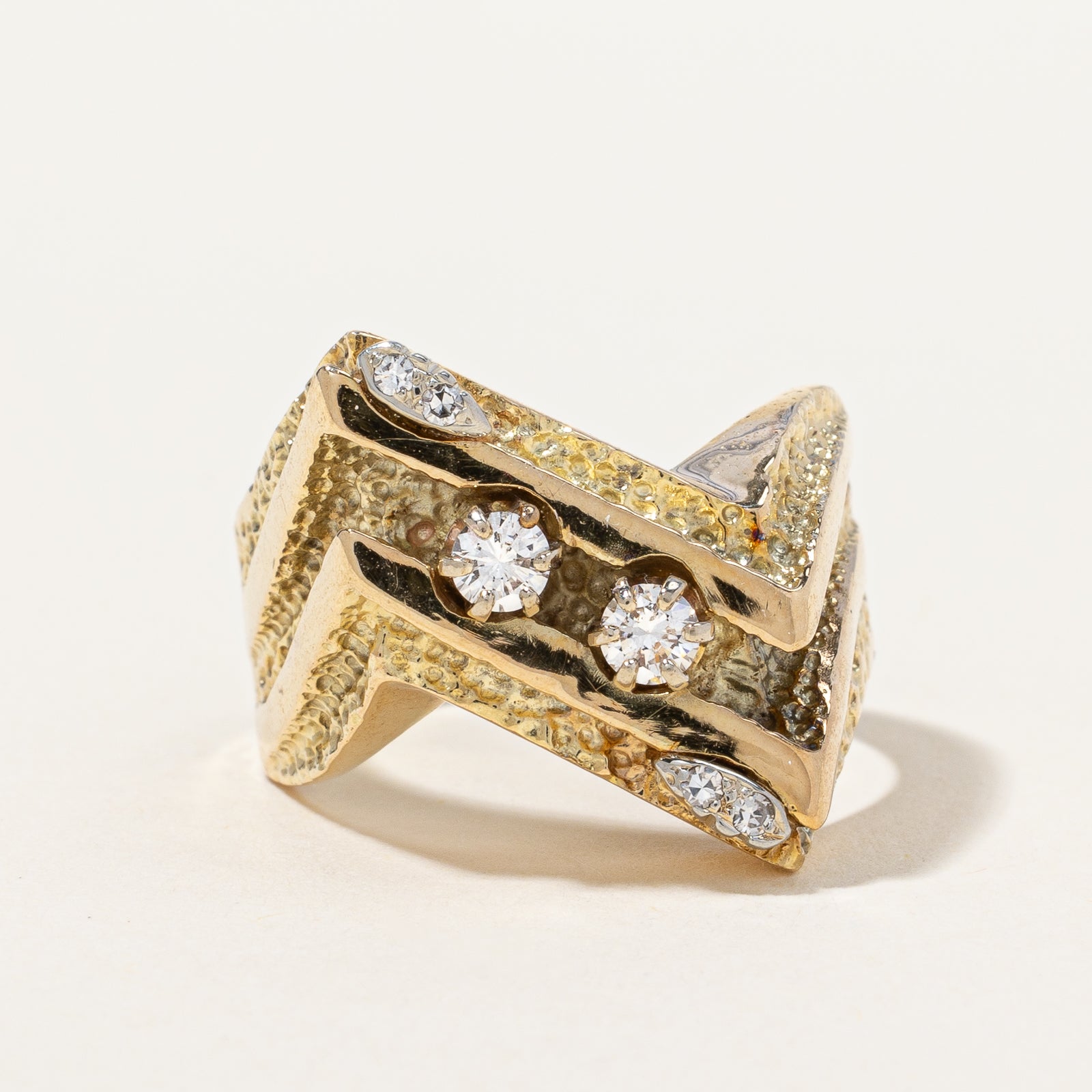 Textured Double Chevron Diamond Ring | 0.25 ctw, SZ 8.5 |