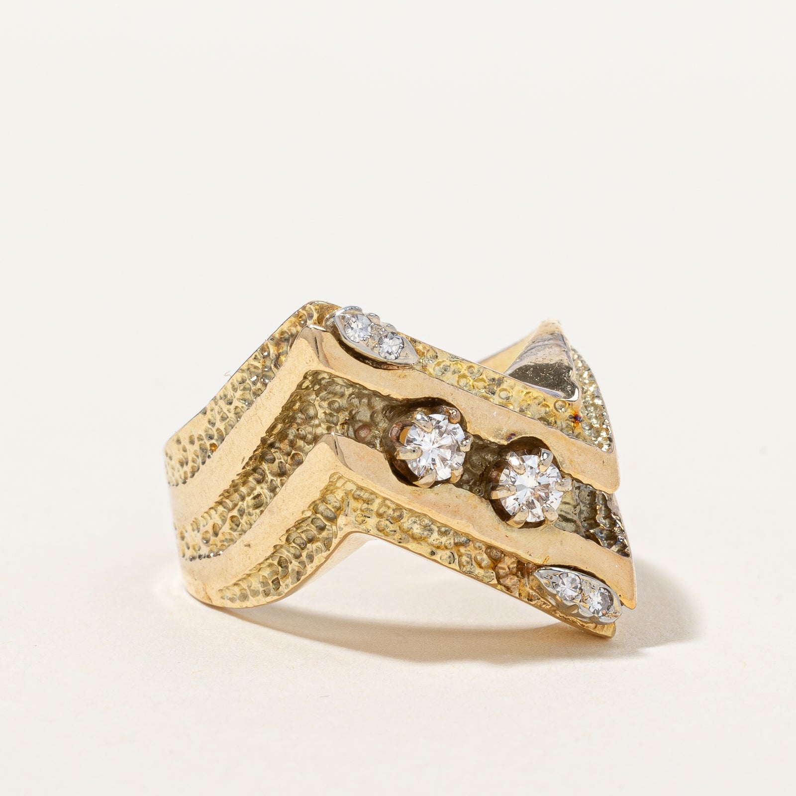 Textured Double Chevron Diamond Ring | 0.25 ctw, SZ 8.5 |