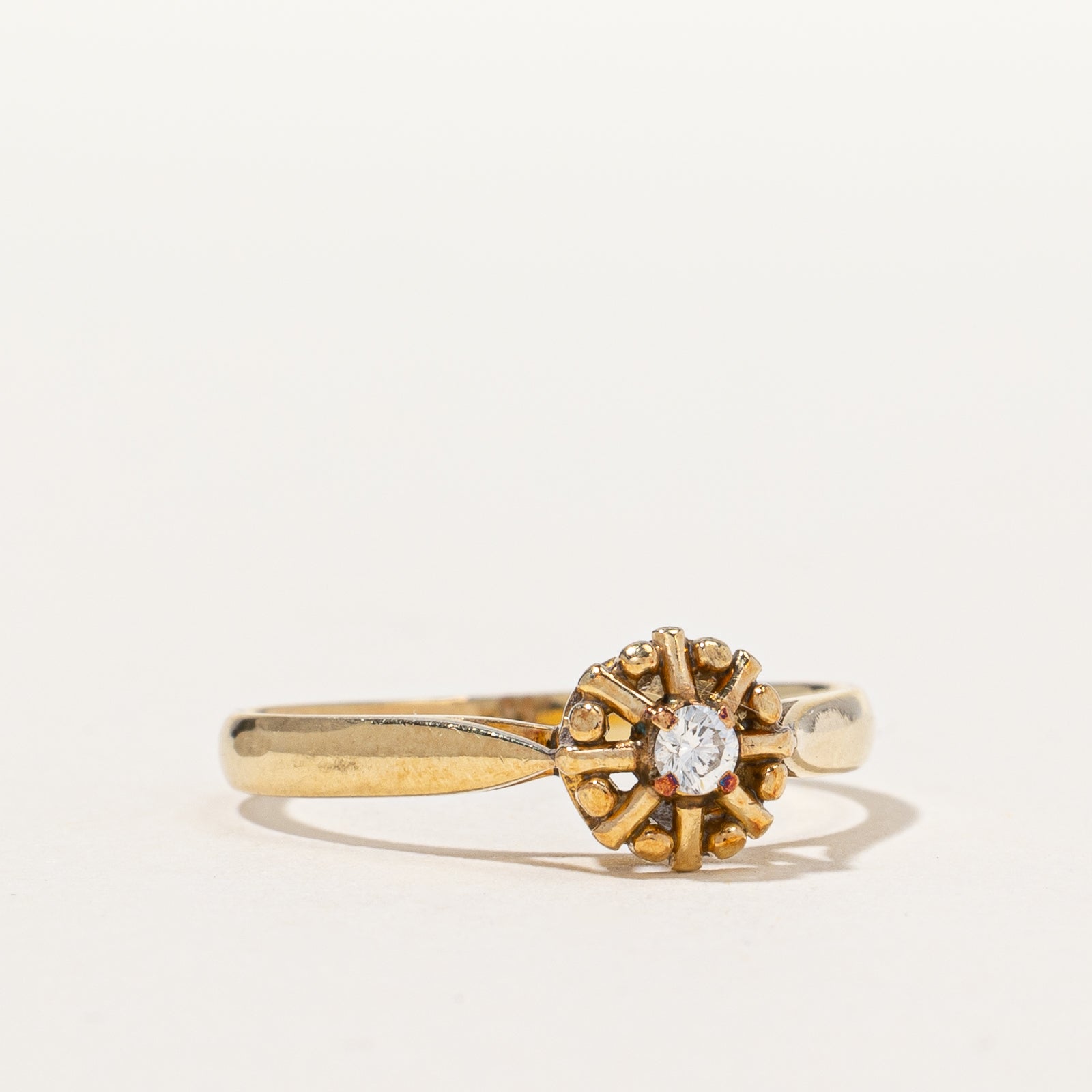 Yellow Gold Halo Diamond Promise Ring | 0.05 ct, SZ 6.5 |