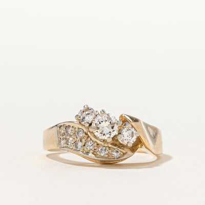 Three Stone Diamond Bypass Ring | 0.56 ctw, SZ 5.5 |