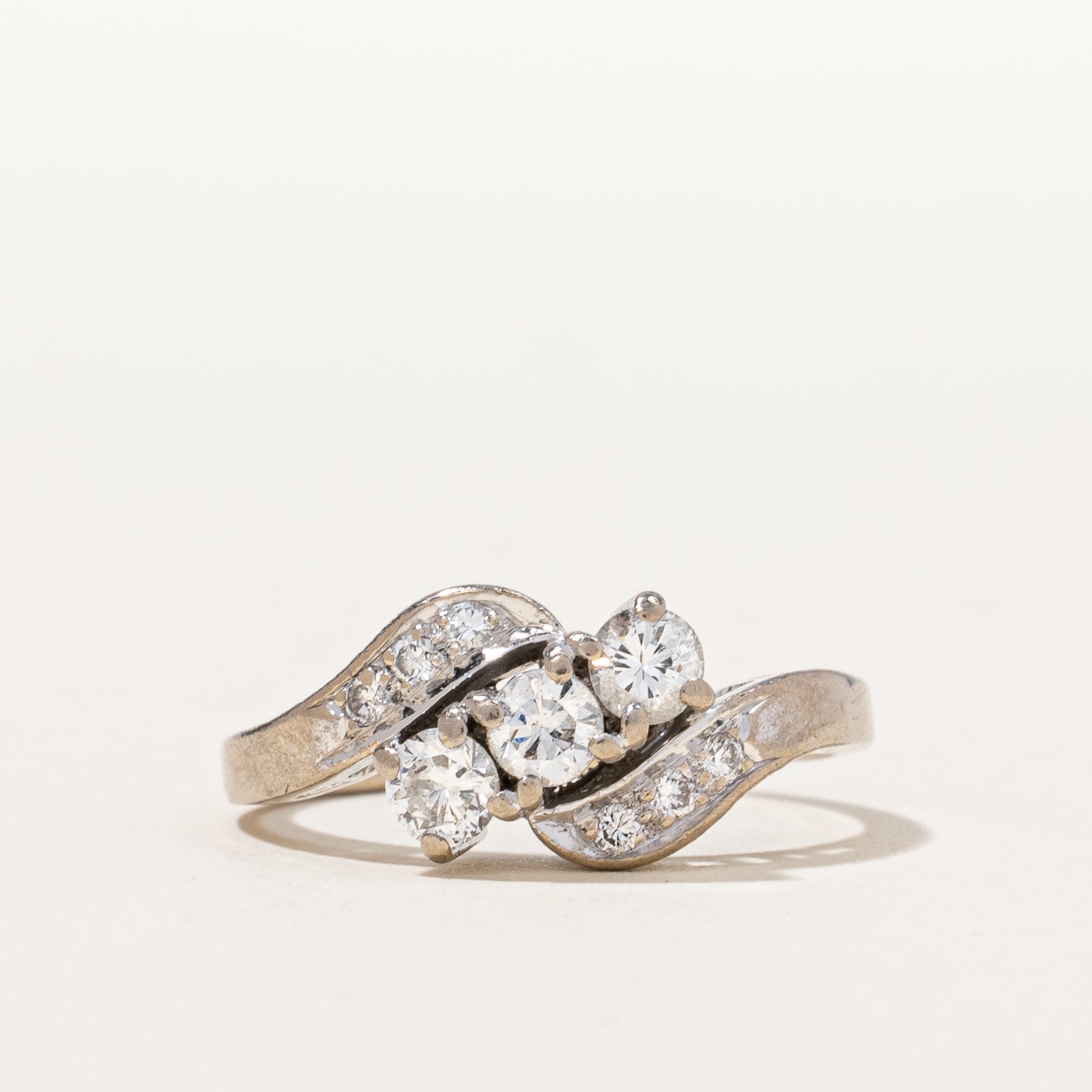 Three Stone Diamond Bypass Ring | 0.42 ctw, SZ 5 |