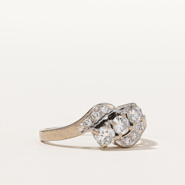 Three Stone Diamond Bypass Ring | 0.42 ctw, SZ 5 |