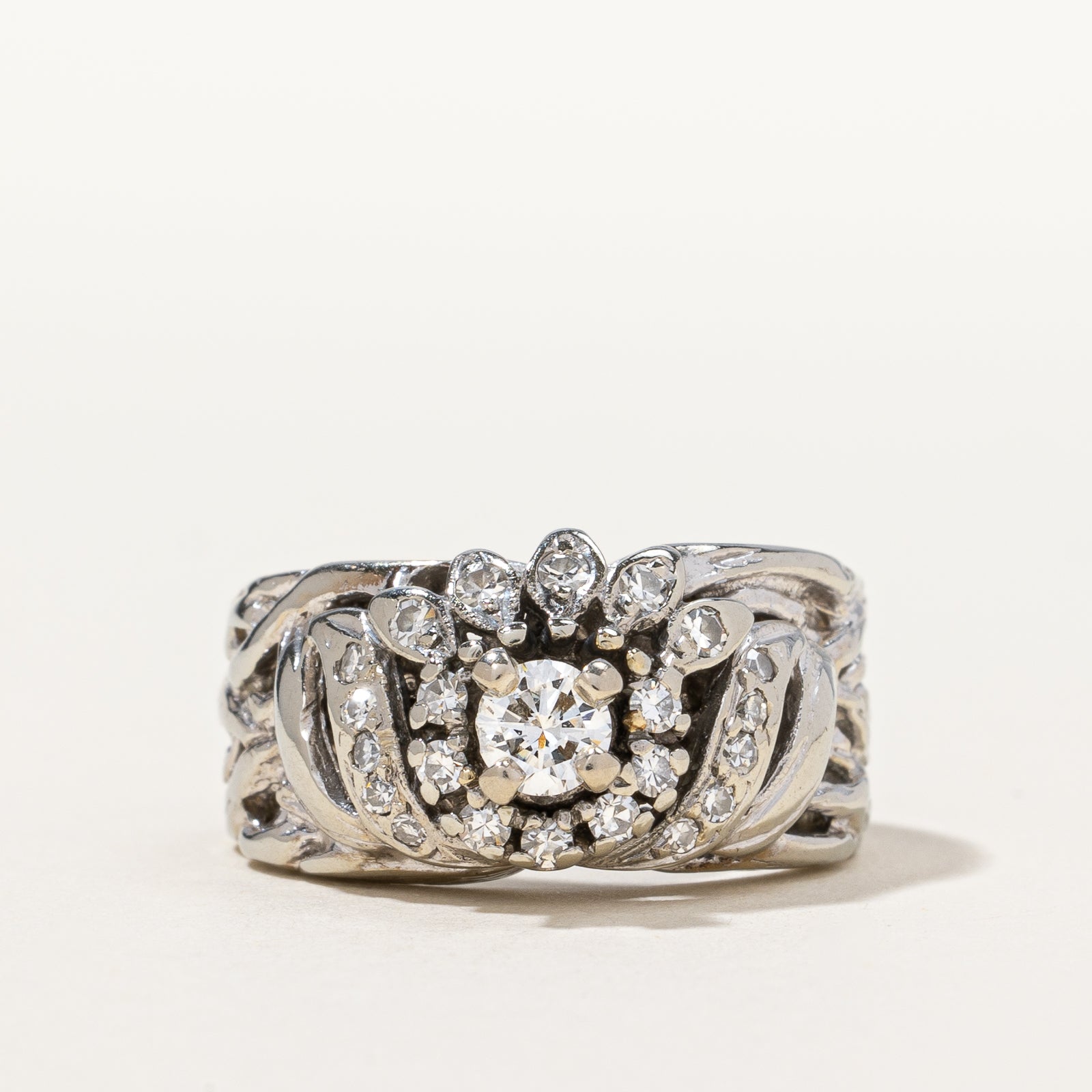 Retro Era Filigree Diamond Engagement Ring | 0.56 ctw, SZ 7.75 |