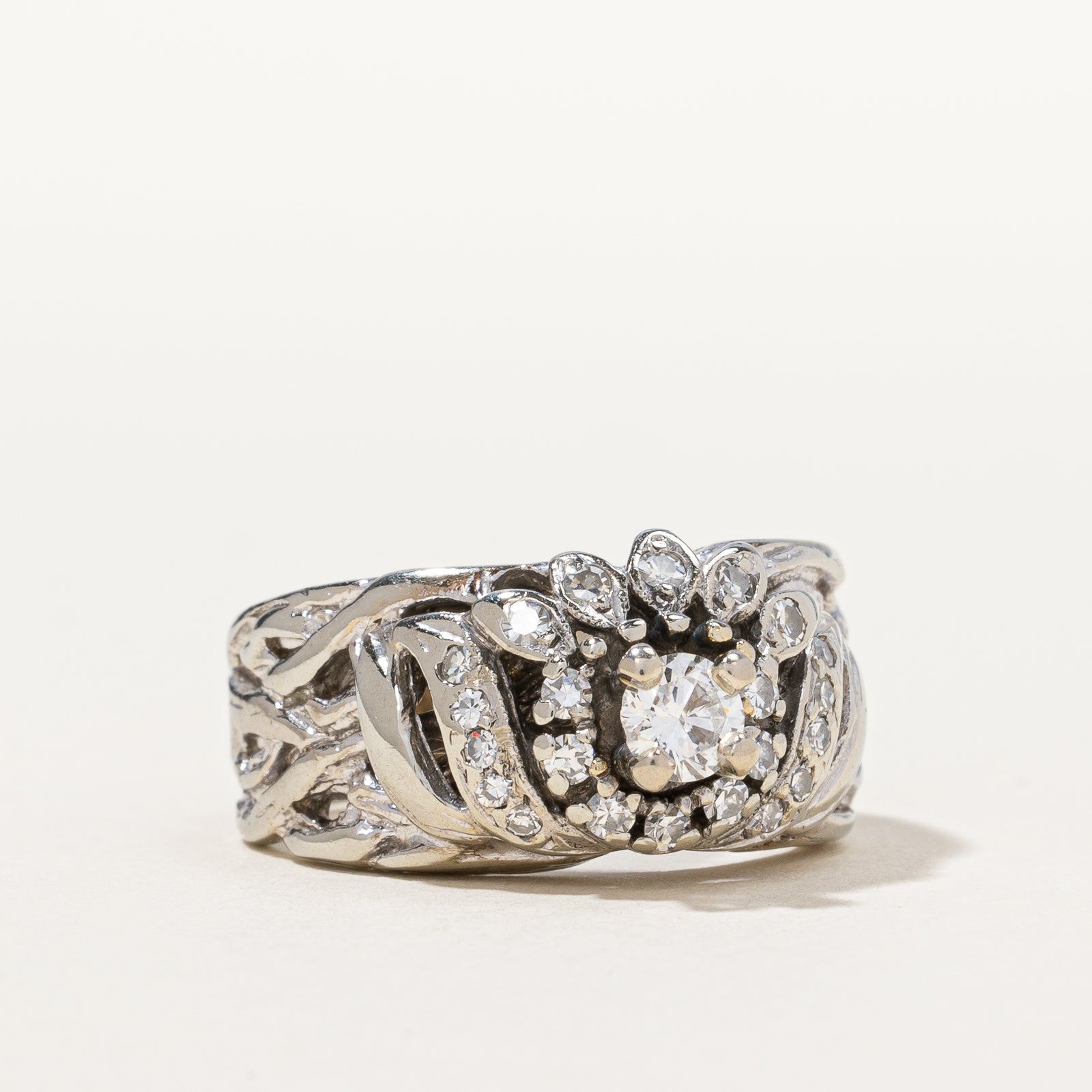 Retro Era Filigree Diamond Engagement Ring | 0.56 ctw, SZ 7.75 |