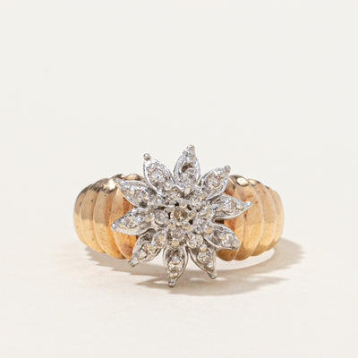 Vintage Floral Design Diamond Cluster Ring | 0.20 ctw |SZ 6 |