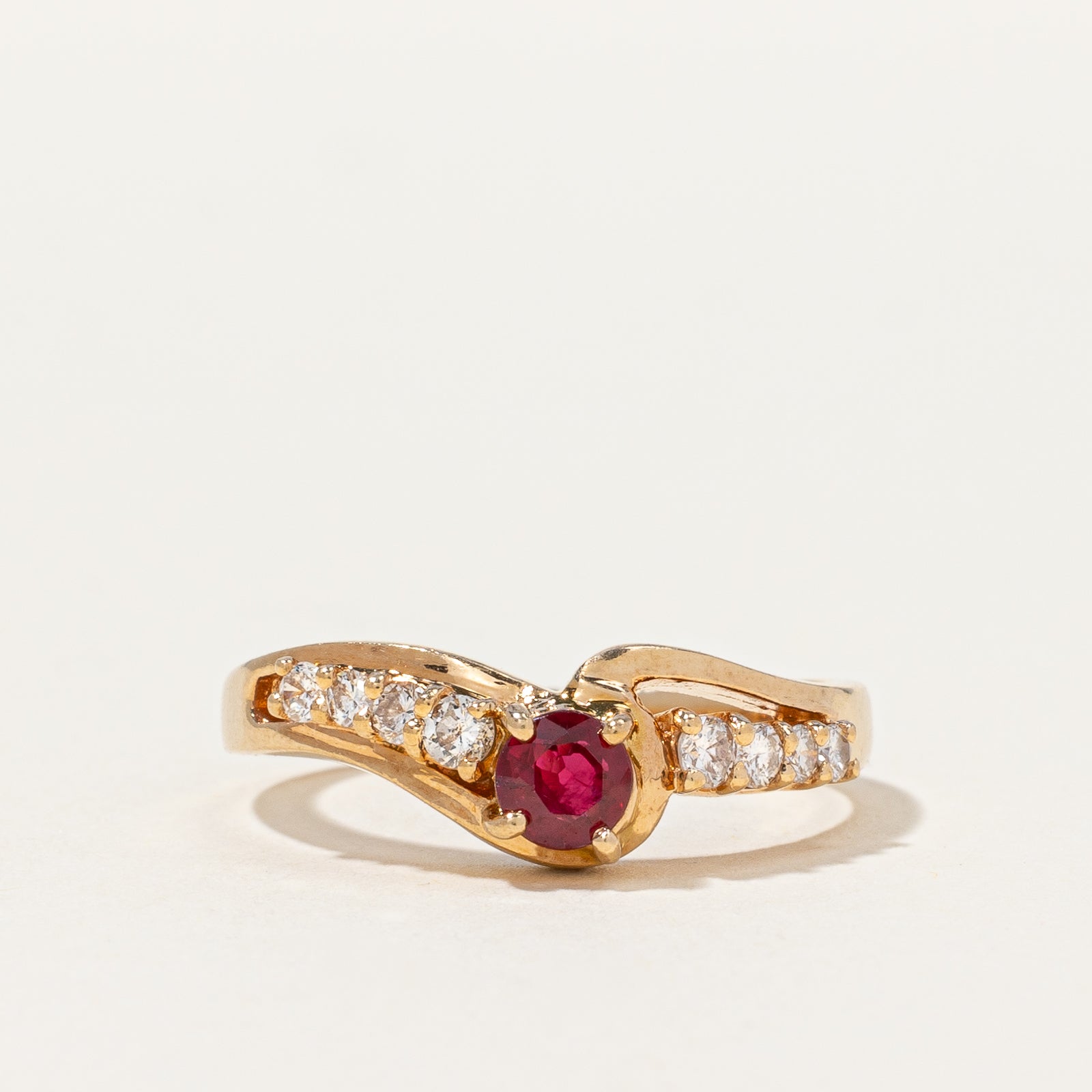 Ruby & Diamond Bypass Ring | 0.15ctw | SZ 5.75 |