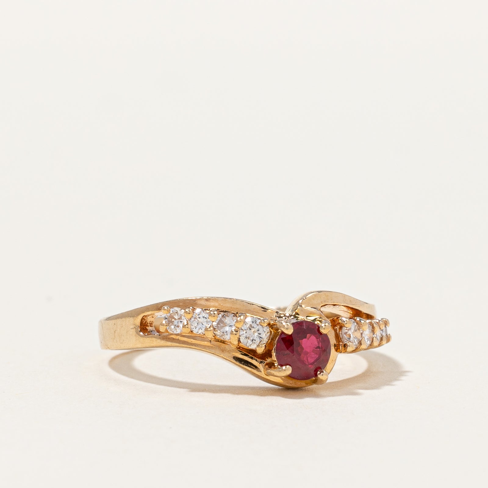 Ruby & Diamond Bypass Ring | 0.15ctw | SZ 5.75 |