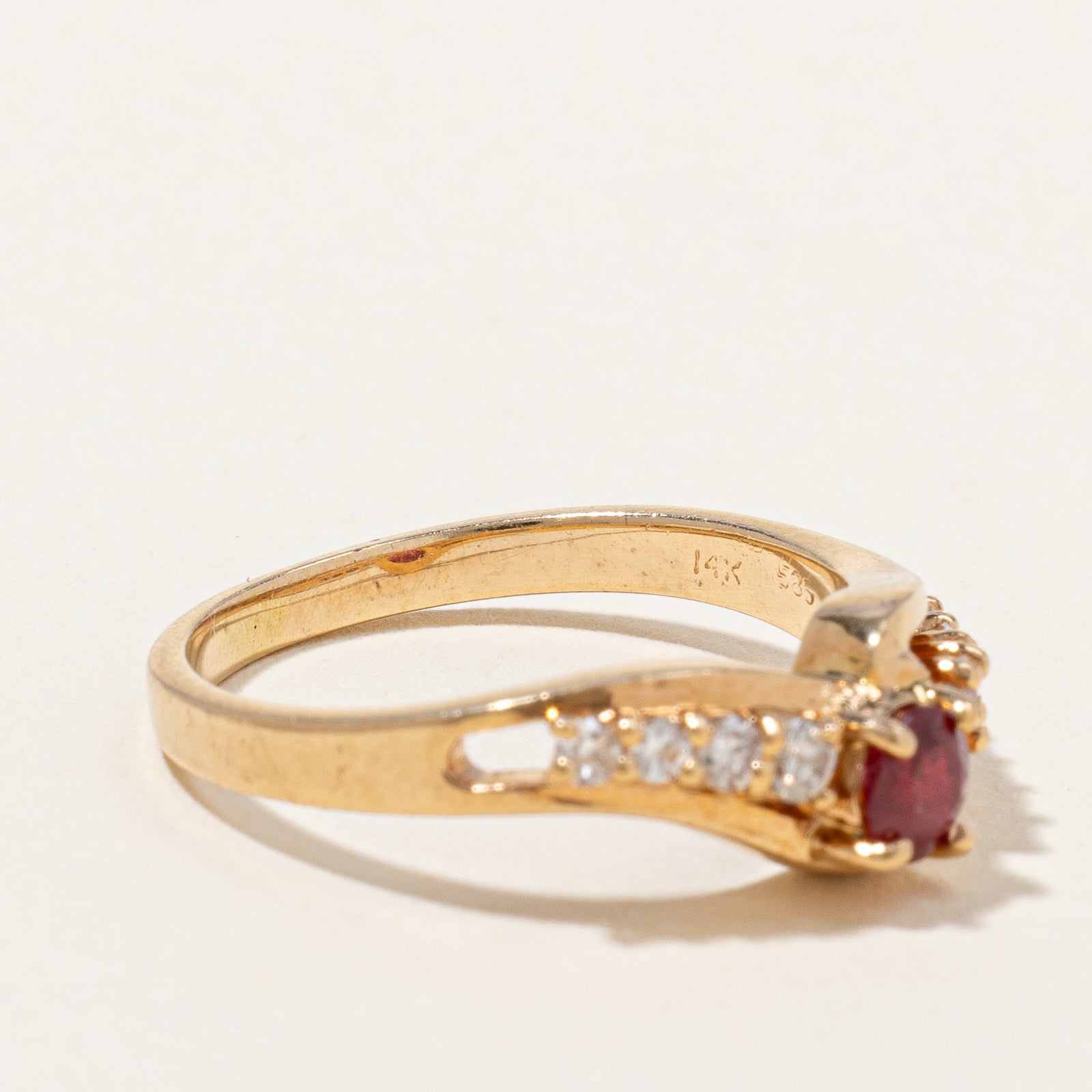 Ruby & Diamond Bypass Ring | 0.15ctw | SZ 5.75 |