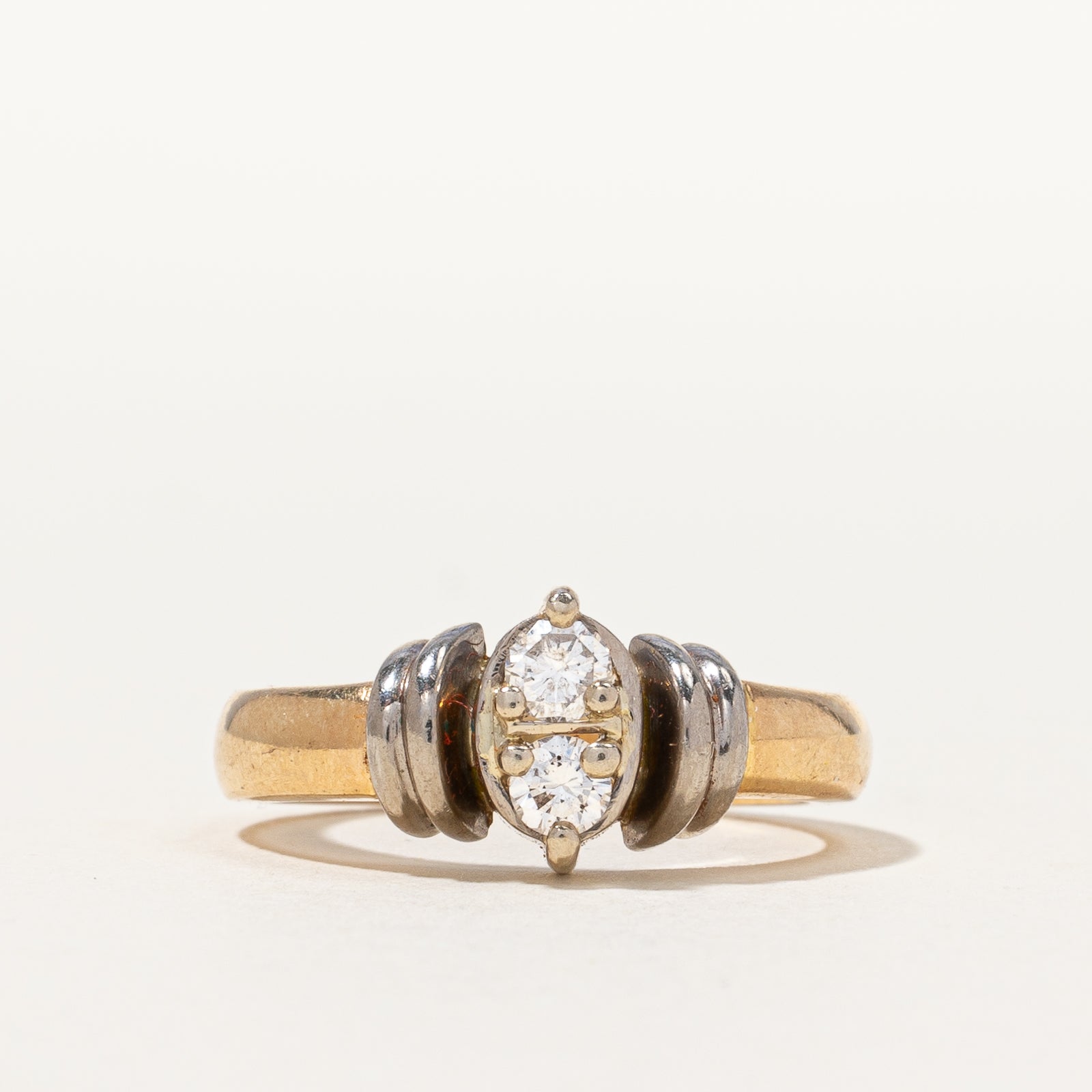 Offset Two Stone Diamond Engagement Ring | 0.20 ctw, SZ 5.5|