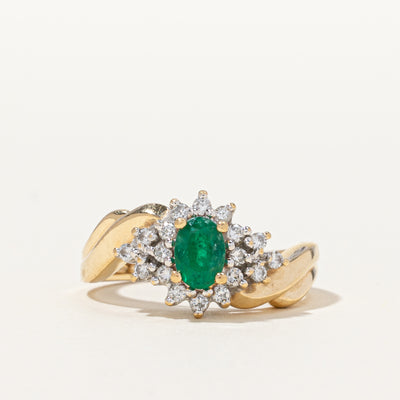 Bypass Emerald & Diamond Cocktail Ring | 0.25 ctw, SZ 6.25 |