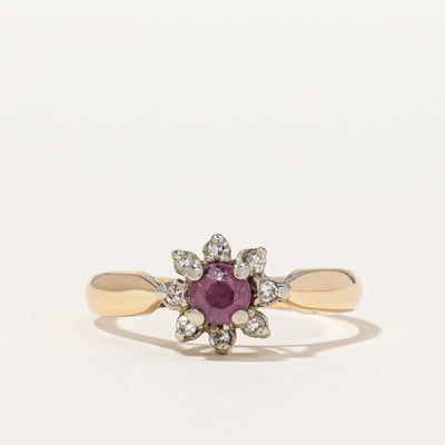 Vintage Floral Ruby & Diamond Ring | SZ 6 |