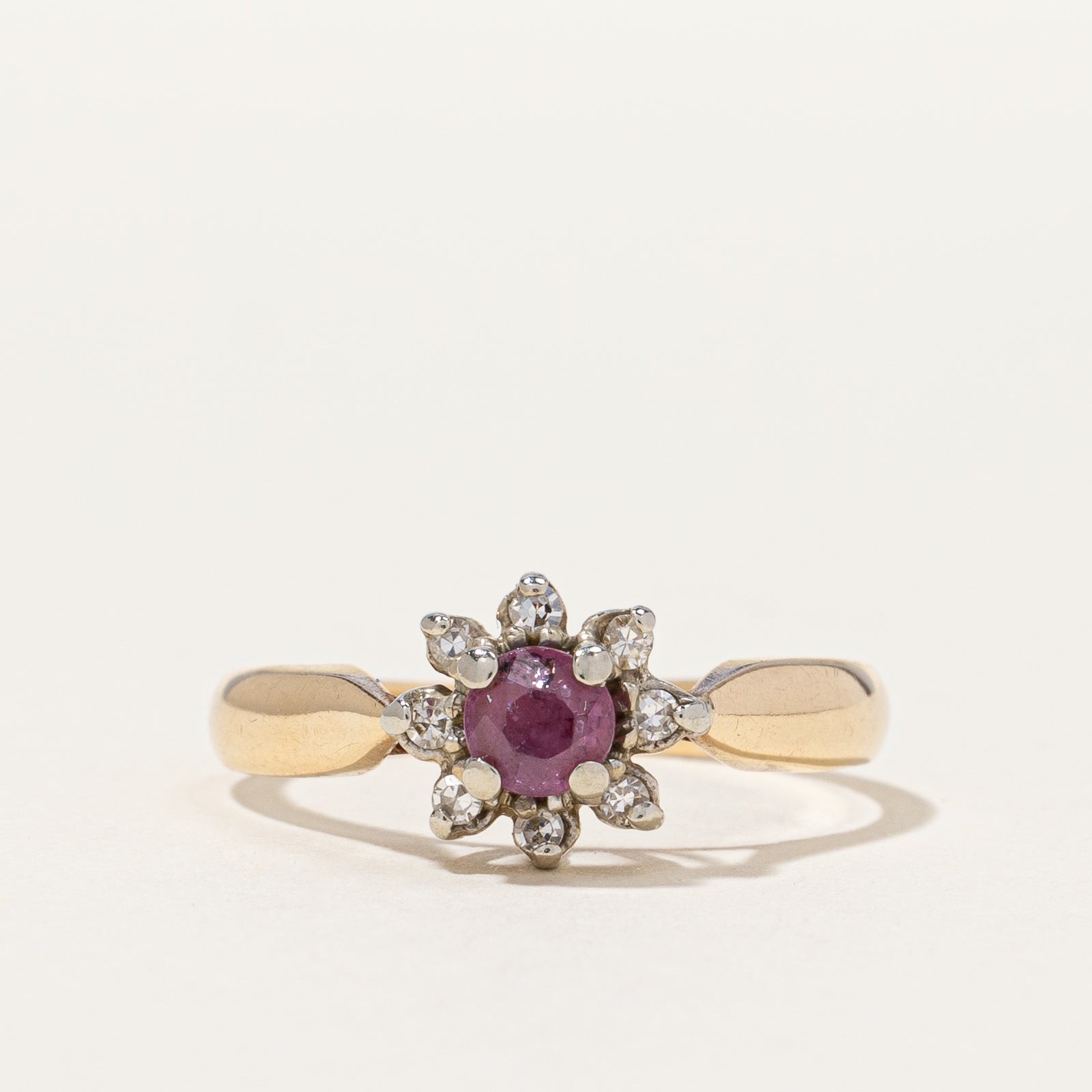 Vintage Floral Ruby & Diamond Ring | SZ 6 |