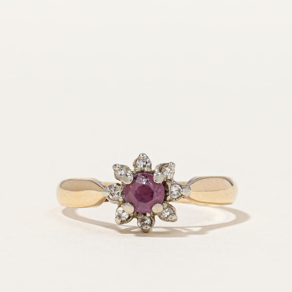 Vintage Floral Ruby & Diamond Ring | SZ 6 |