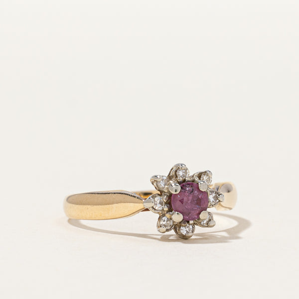 Vintage Floral Ruby & Diamond Ring | SZ 6 |