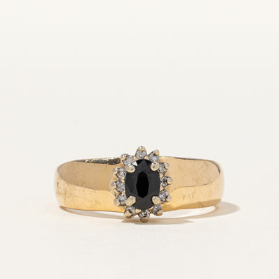 Oval Sapphire & Diamond Ladies Cocktail Ring | 0.12 ctw, SZ 7.5 |