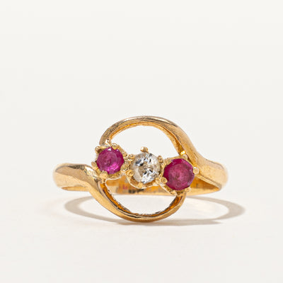 Vintage Old Cut Diamond & Ruby Ring | 0.11 ct, SZ 6 |
