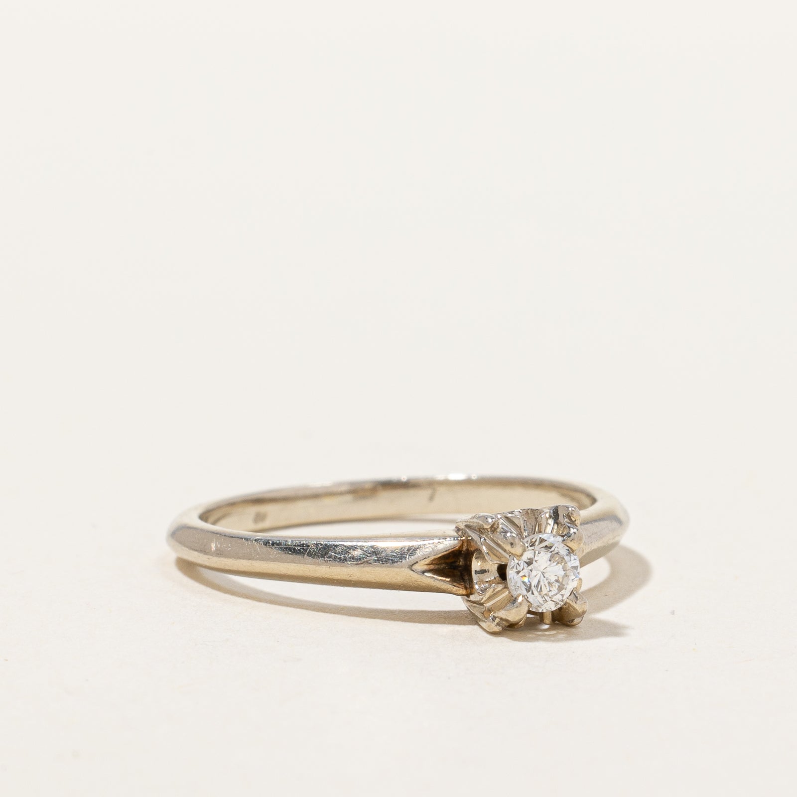 Vintage Solitaire Diamond Ring | 0.13 ct, SZ 7 |