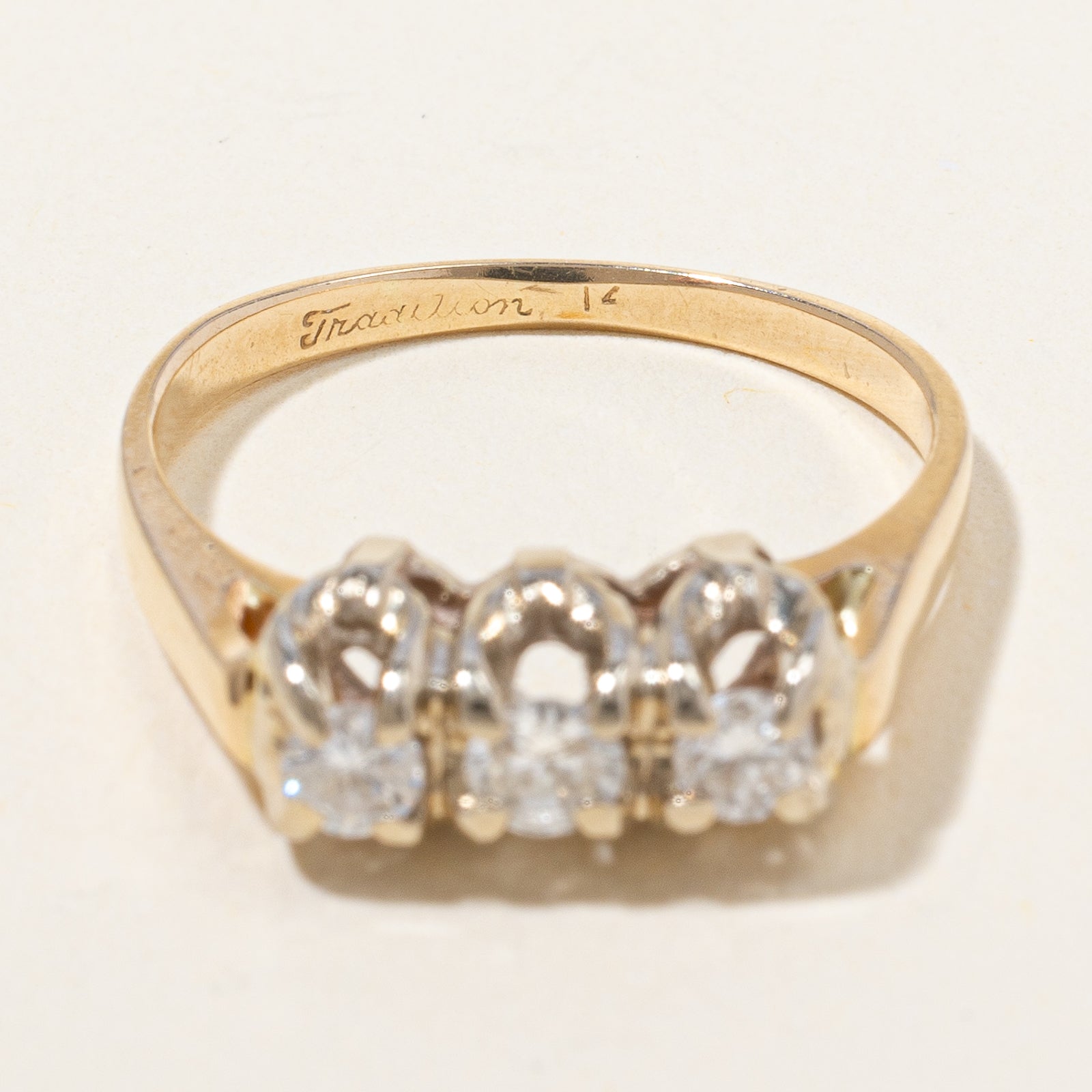 Vintage Three Stone Diamond Ring | 0.30 ctw, SZ 5.75 |