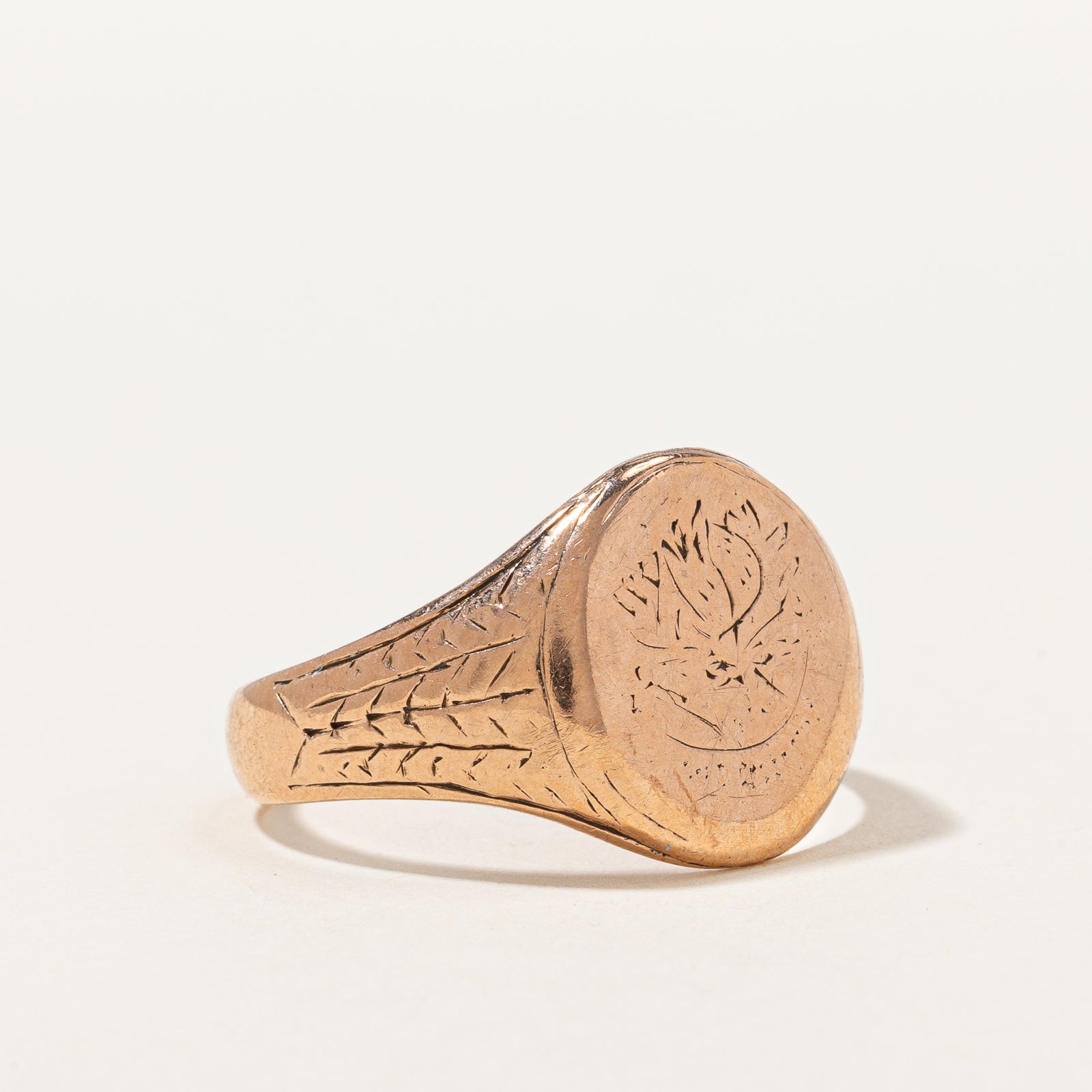 Victorian Rose Gold Signet Ring Circa 1864 | SZ 9.25 |