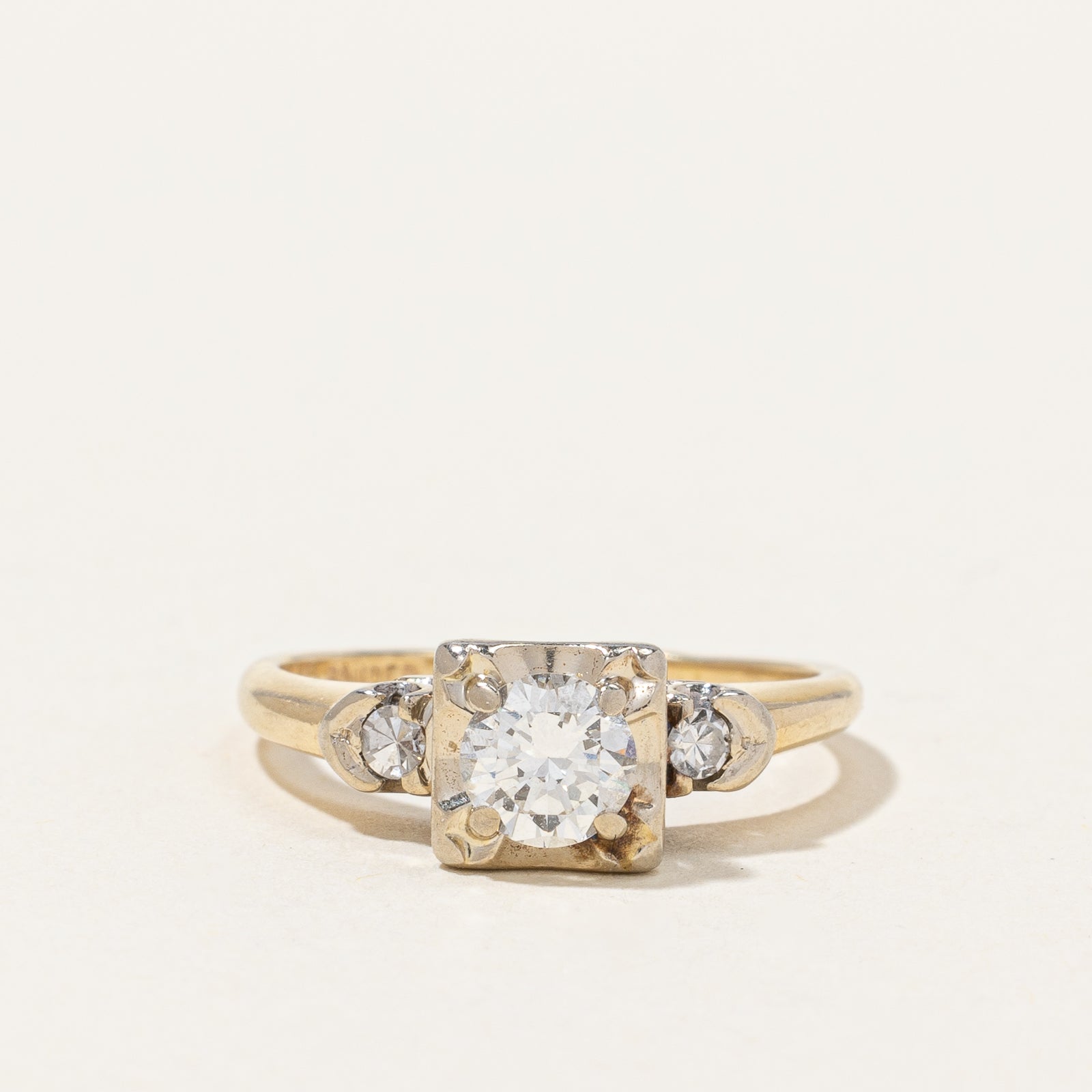 Vintage Retro Three Stone Diamond Engagement Ring | 0.57 ctw, SZ 5.25 |