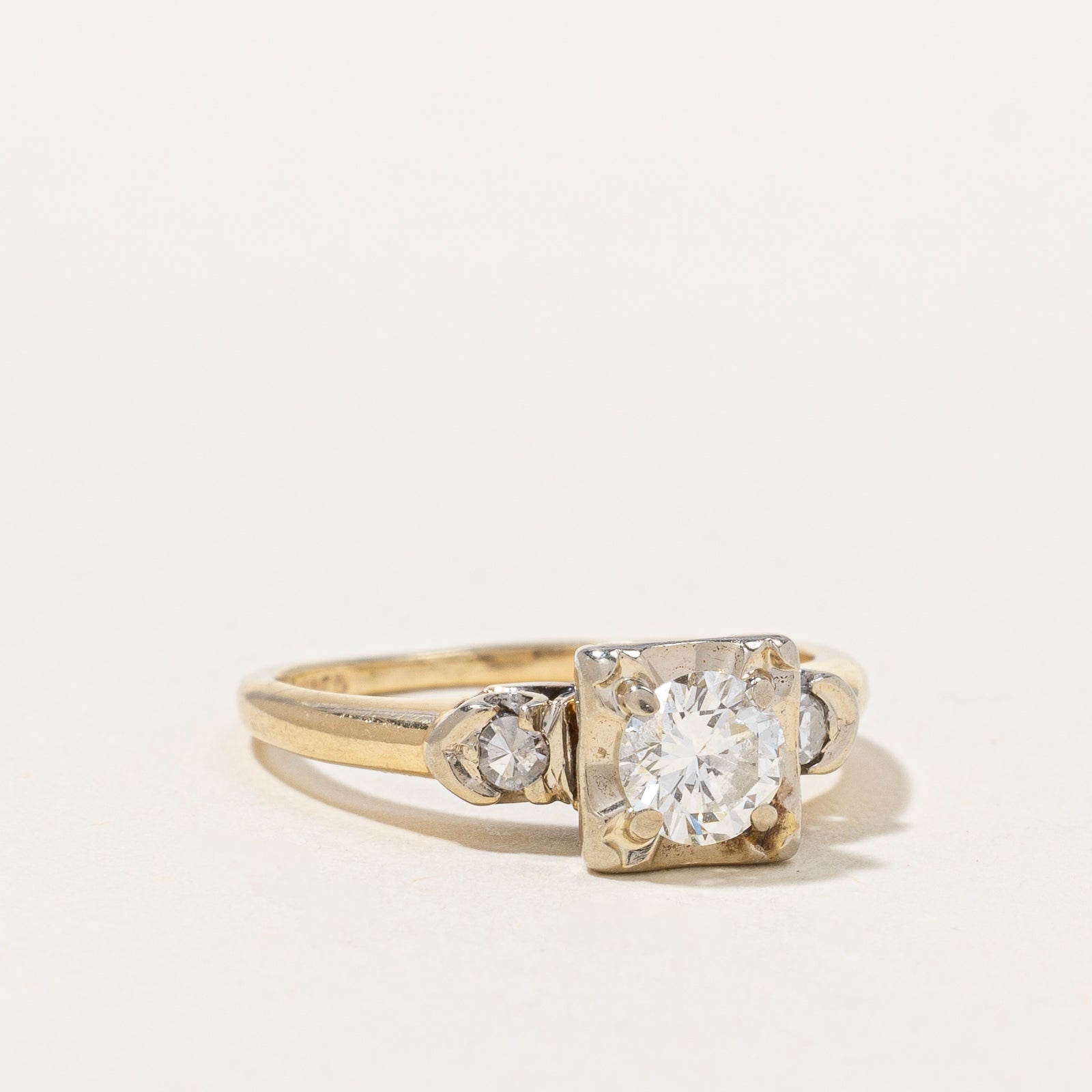 Vintage Retro Three Stone Diamond Engagement Ring | 0.57 ctw, SZ 5.25 |