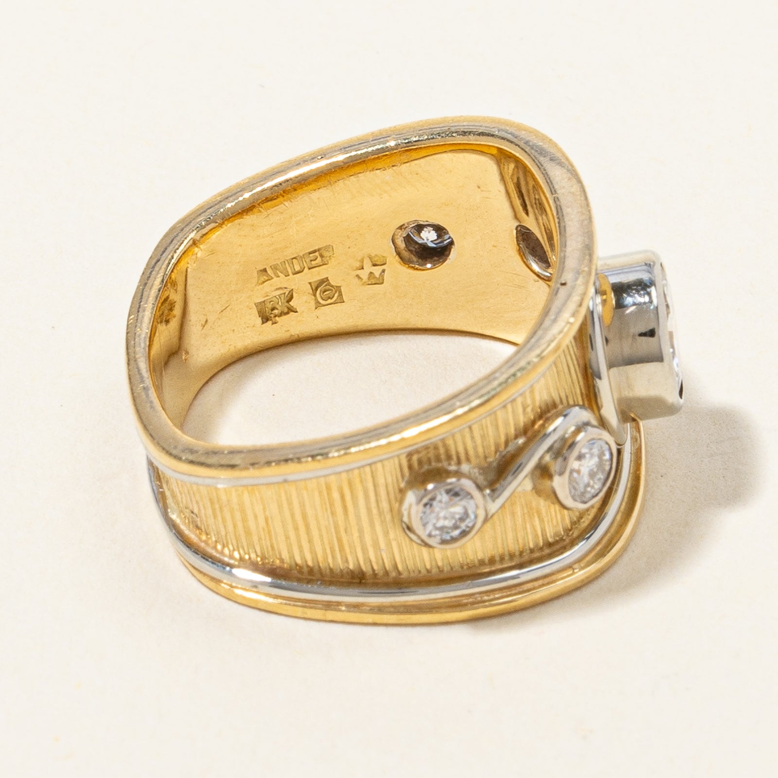 Vintage Wide Band with Bezel-set natural Diamond | 0.86 ctw, SZ 5 |