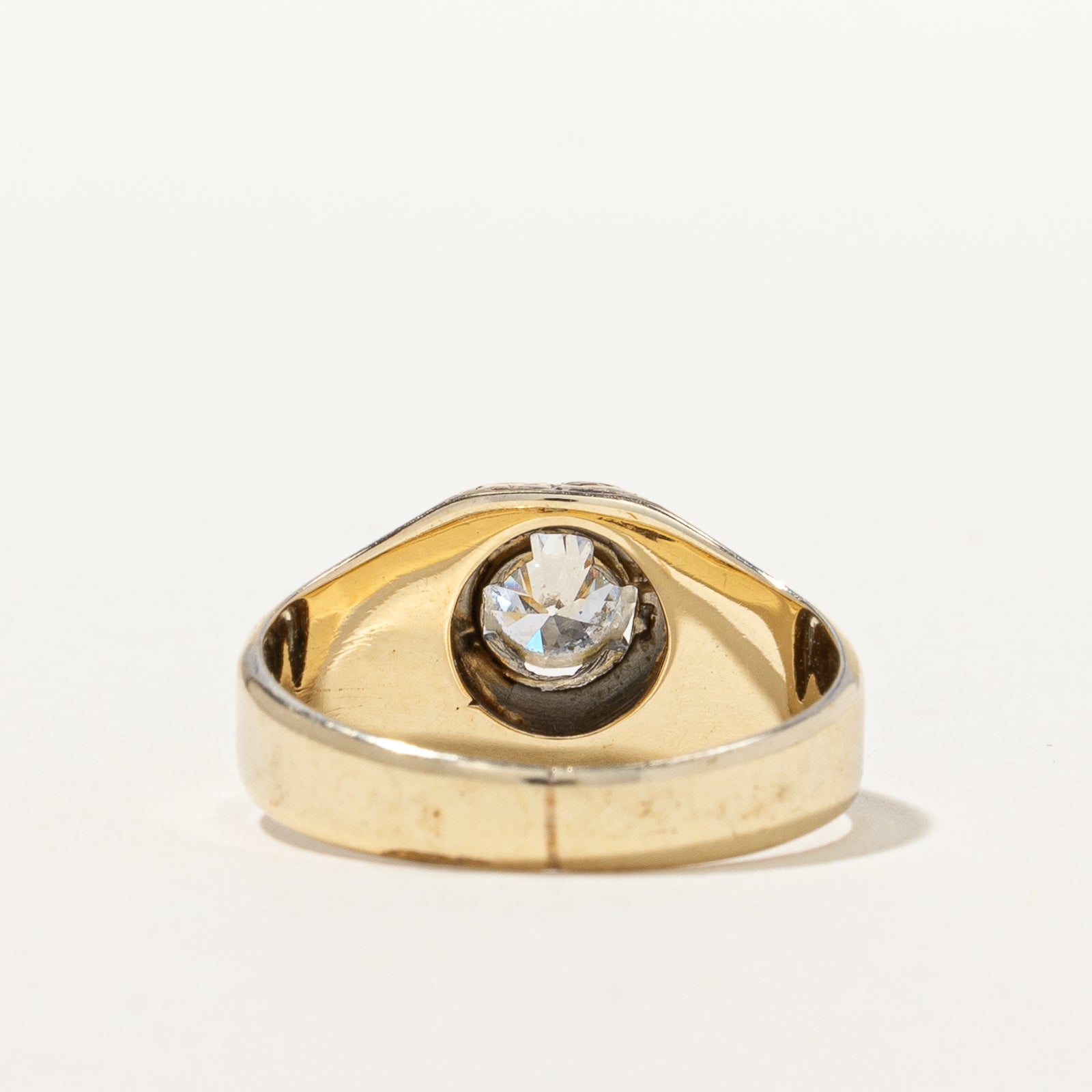 1930's Wide Band Solitaire Ring | 0.47 ct, SZ 6.75 |