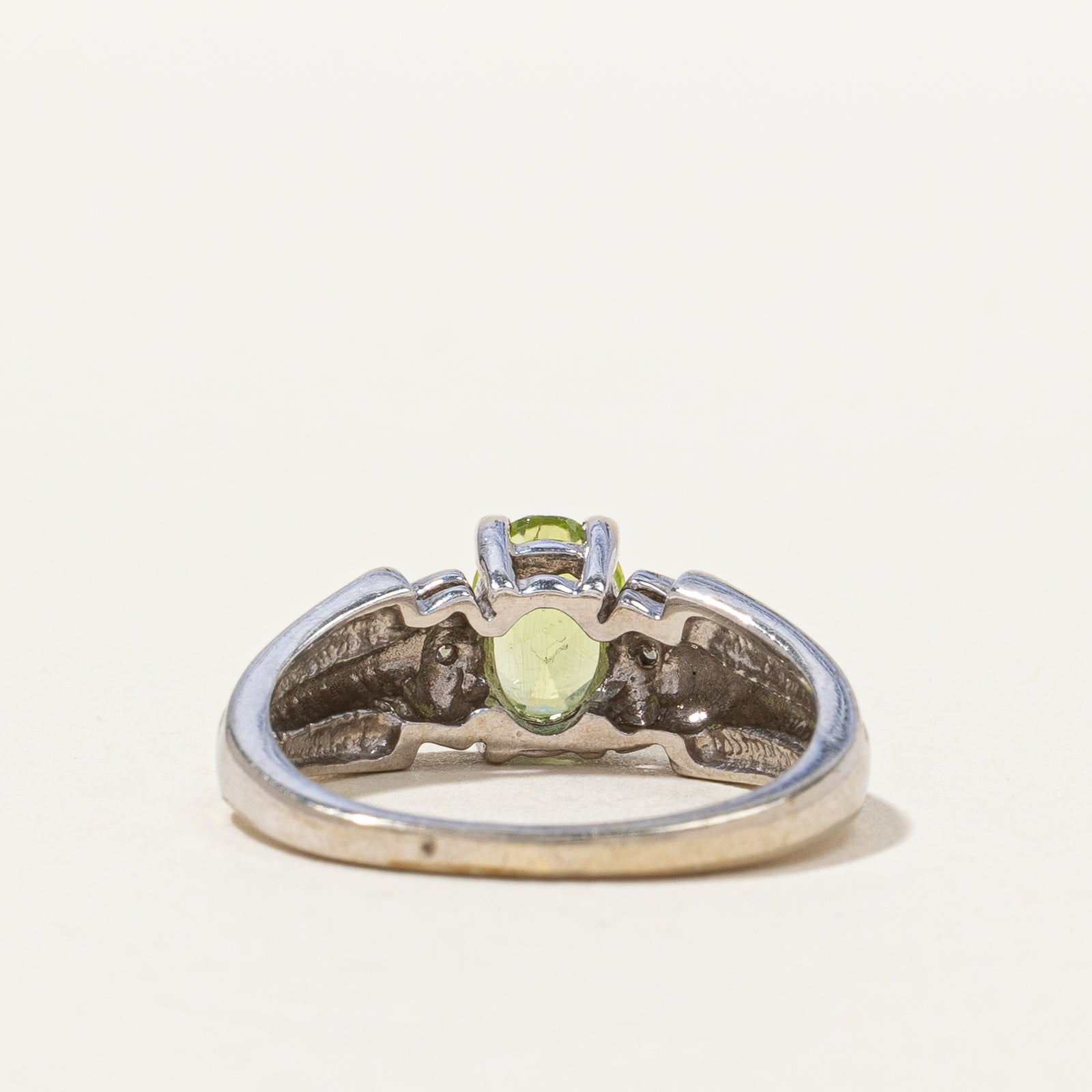 Tapered Peridot & Diamond White Gold Ring | 0.01 ctw, SZ 5.5 |