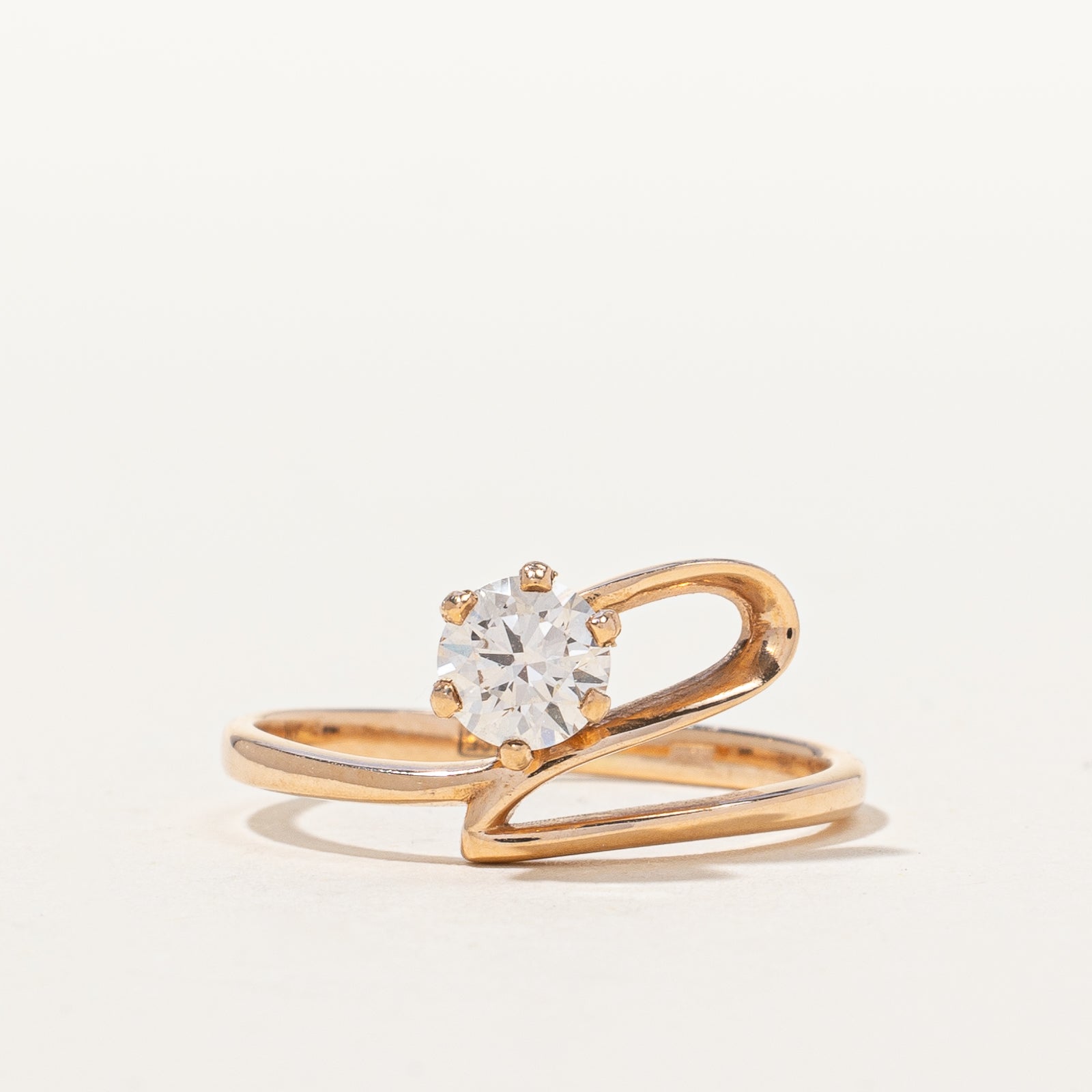 Bypass Solitaire Diamond Rose Gold Ring | 0.47 ct, SZ 7 |