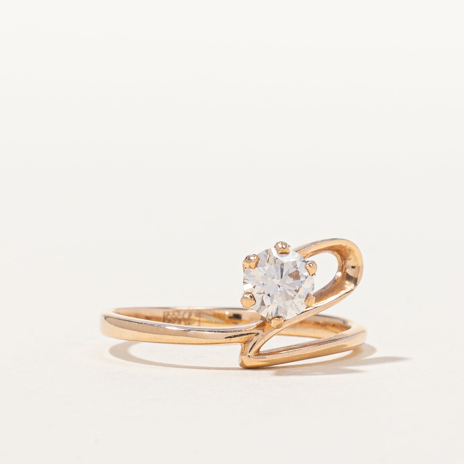 Bypass Solitaire Diamond Rose Gold Ring | 0.47 ct, SZ 7 |